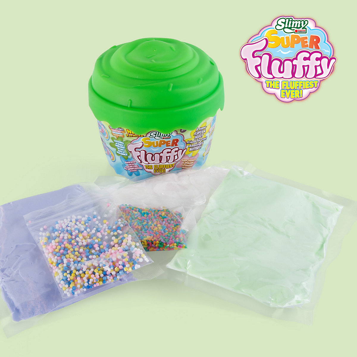 SLIMY® Super Fluffy 300g Spielmasse im Cup Cake-Becher - der flaumigste Original Slimy Slime, lustig duftende Schleim Knete für Kinder