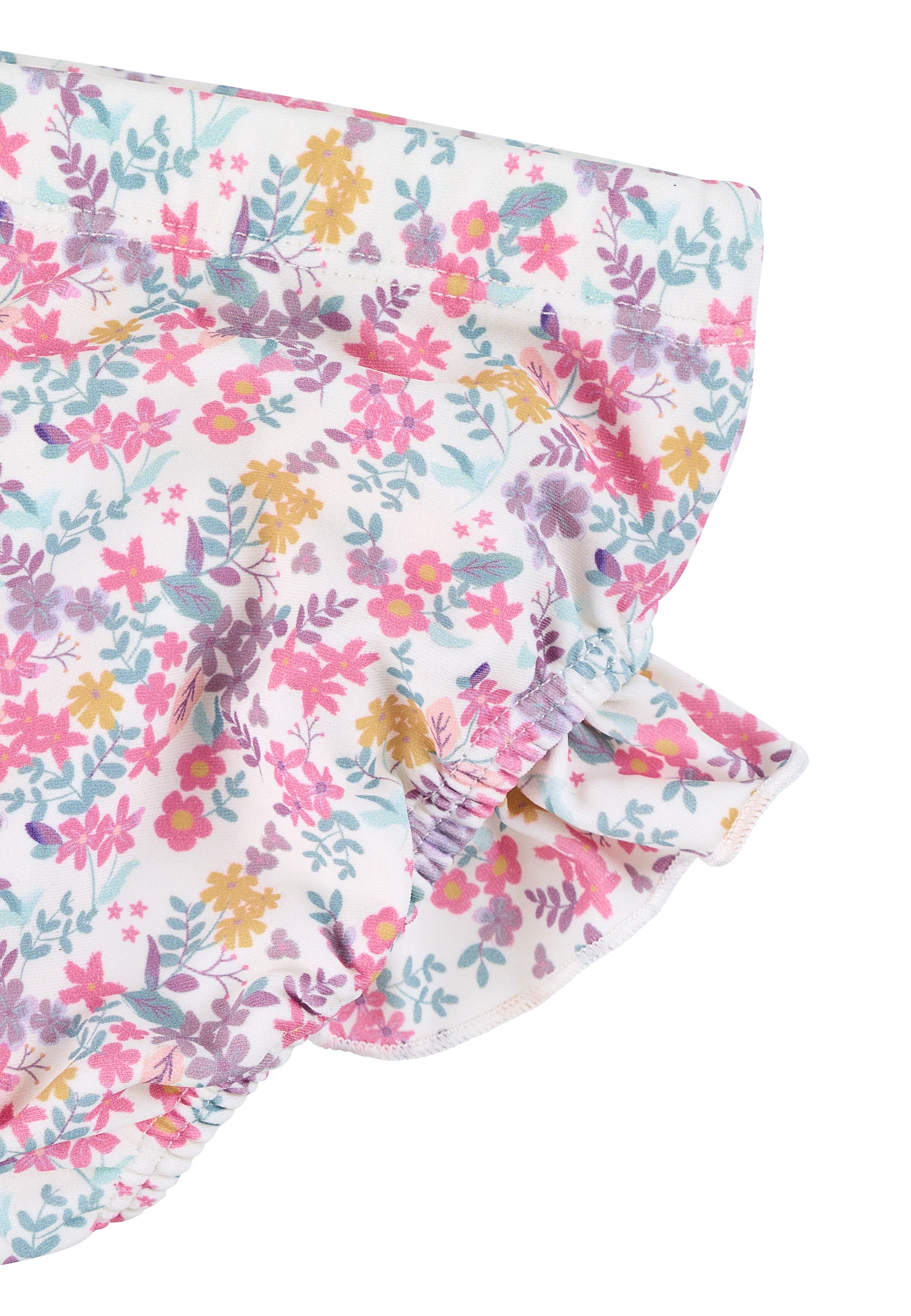 Kinder Badehose bedruckt mit Blumen in ecru