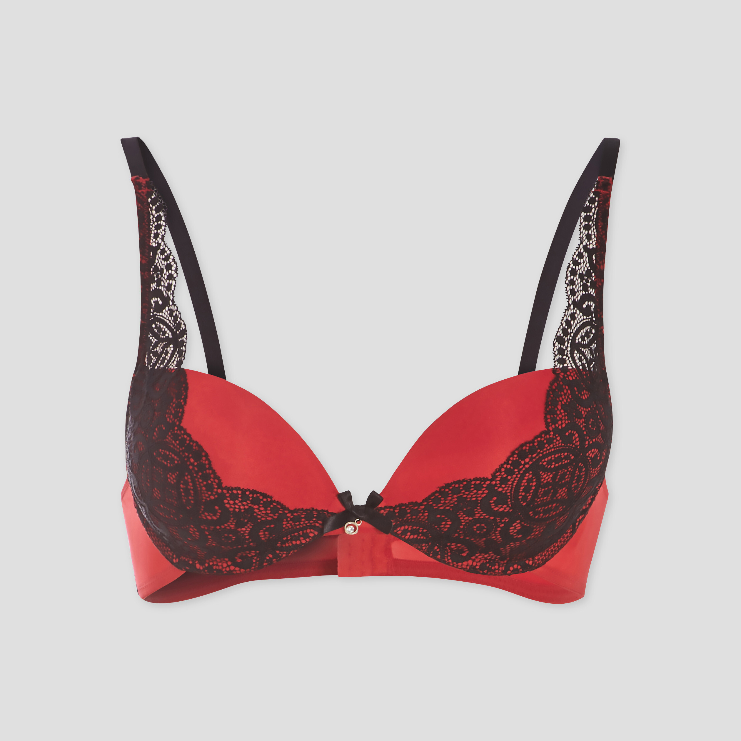 Soutien-gorge push-up micro dentelle rouge femme | La Halle