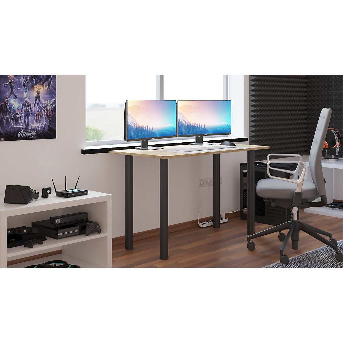Gaming Schreibtisch mit Kabeldurchführung onesize