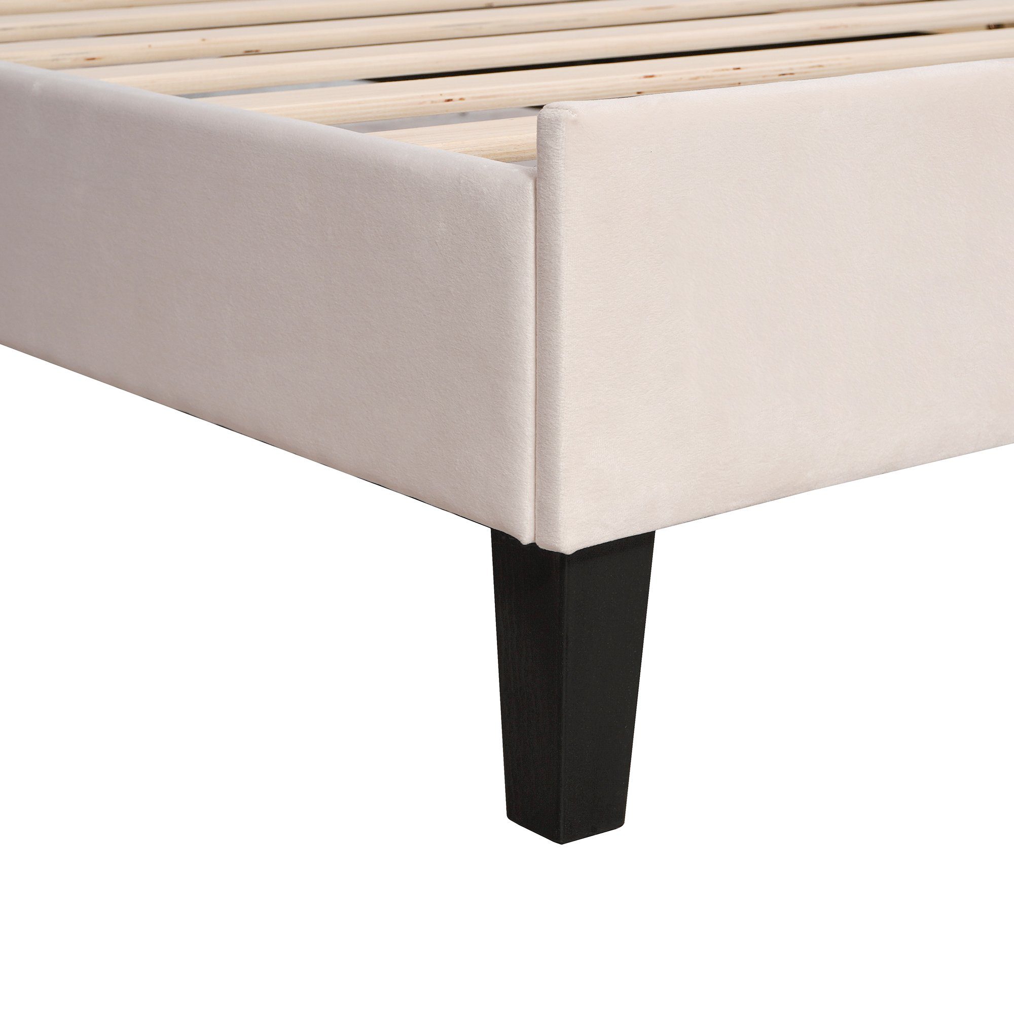 Flieks Polsterbett, Einzelbett Kinderbett Blumenform-Kopfteil Samt 90x200cm