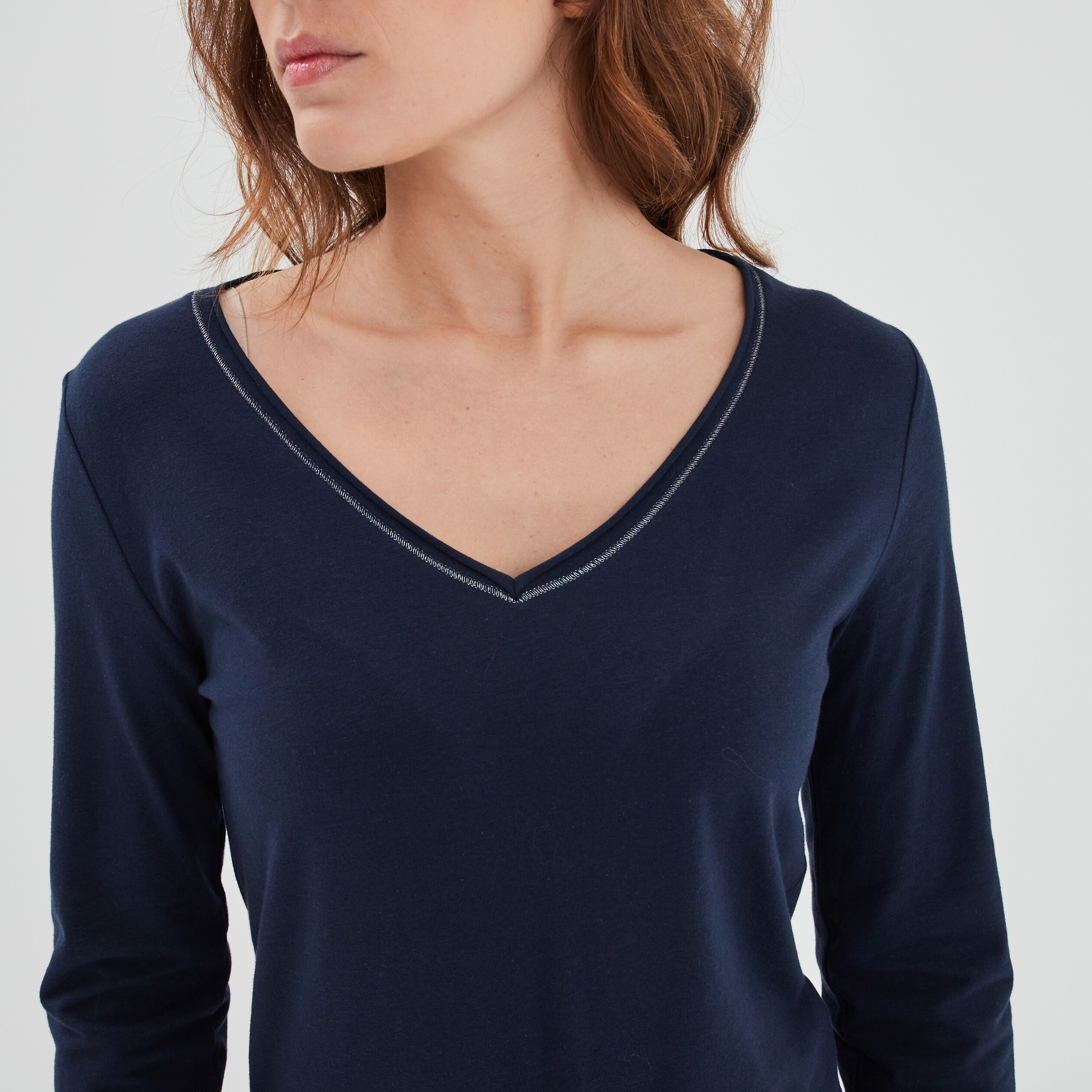 T-shirt manches longues bleu marine femme | La Halle