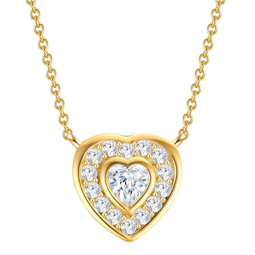 Rafaela Donata Chaîne Coeur Argent sterling Oxyde de zirconium (CZ) en Or jaune collier