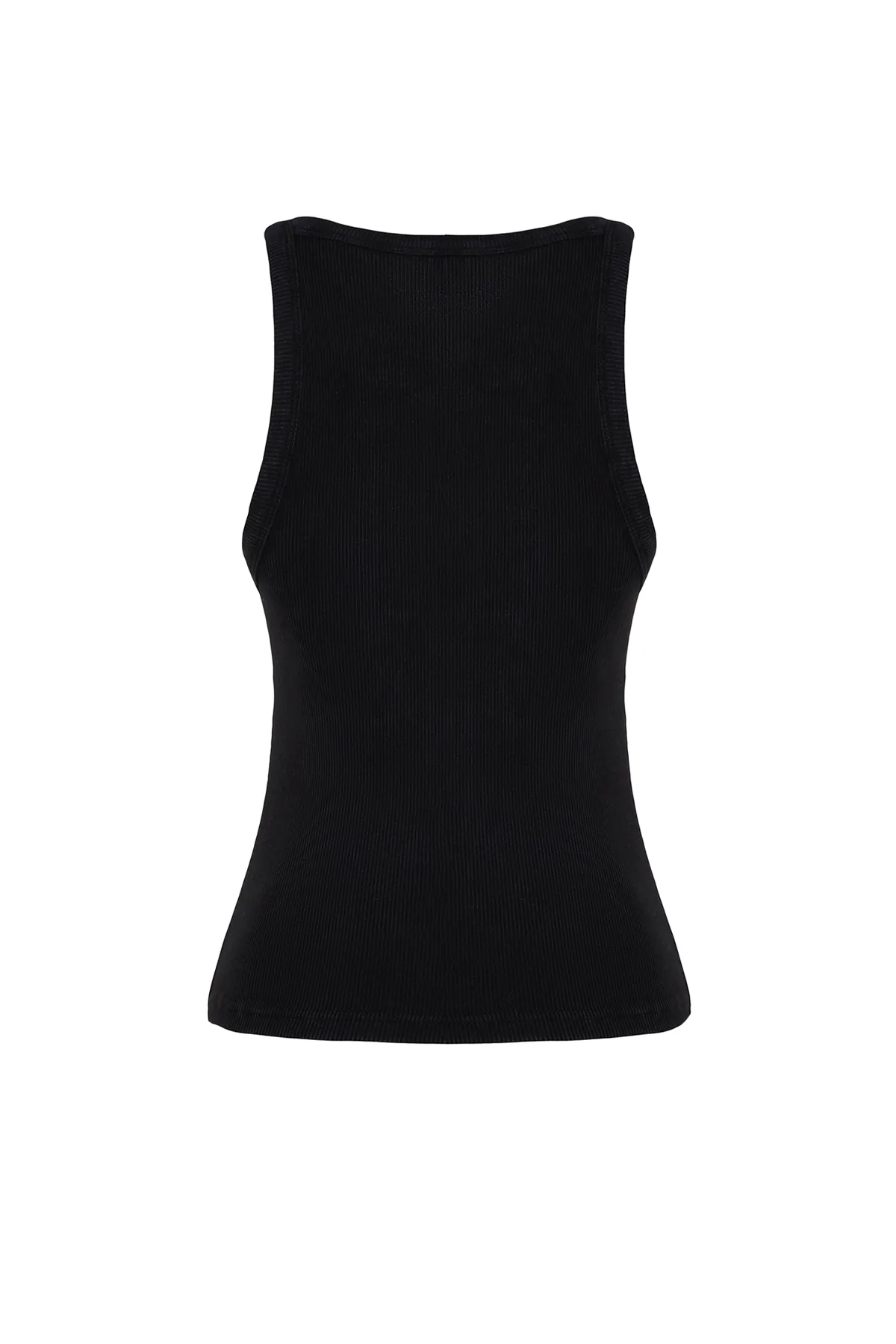 Trendyol Collection  Anthrazitfarbenes, tailliertes Neckholder-Unterhemd aus gerippter Baumwolle mit verblasstem Effekt und dehnbarem Strick TWOSS24AL00002