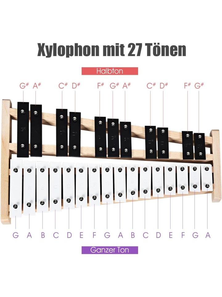 COSTWAY Xylophon 27 Noten Glockenspiel in Schwarz günstig kaufen onesize