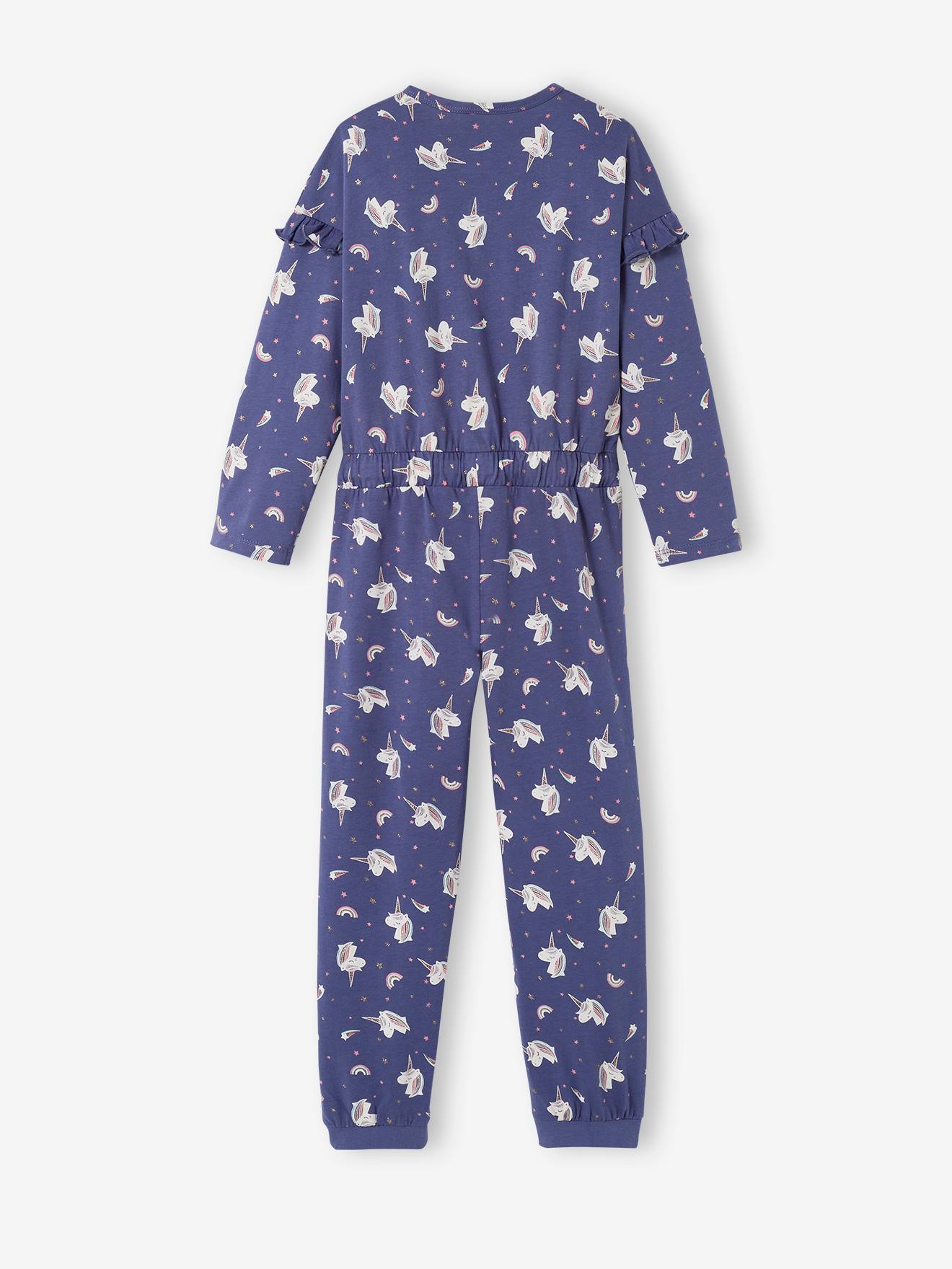 Combi-pyjama licorne fille bleu moyen