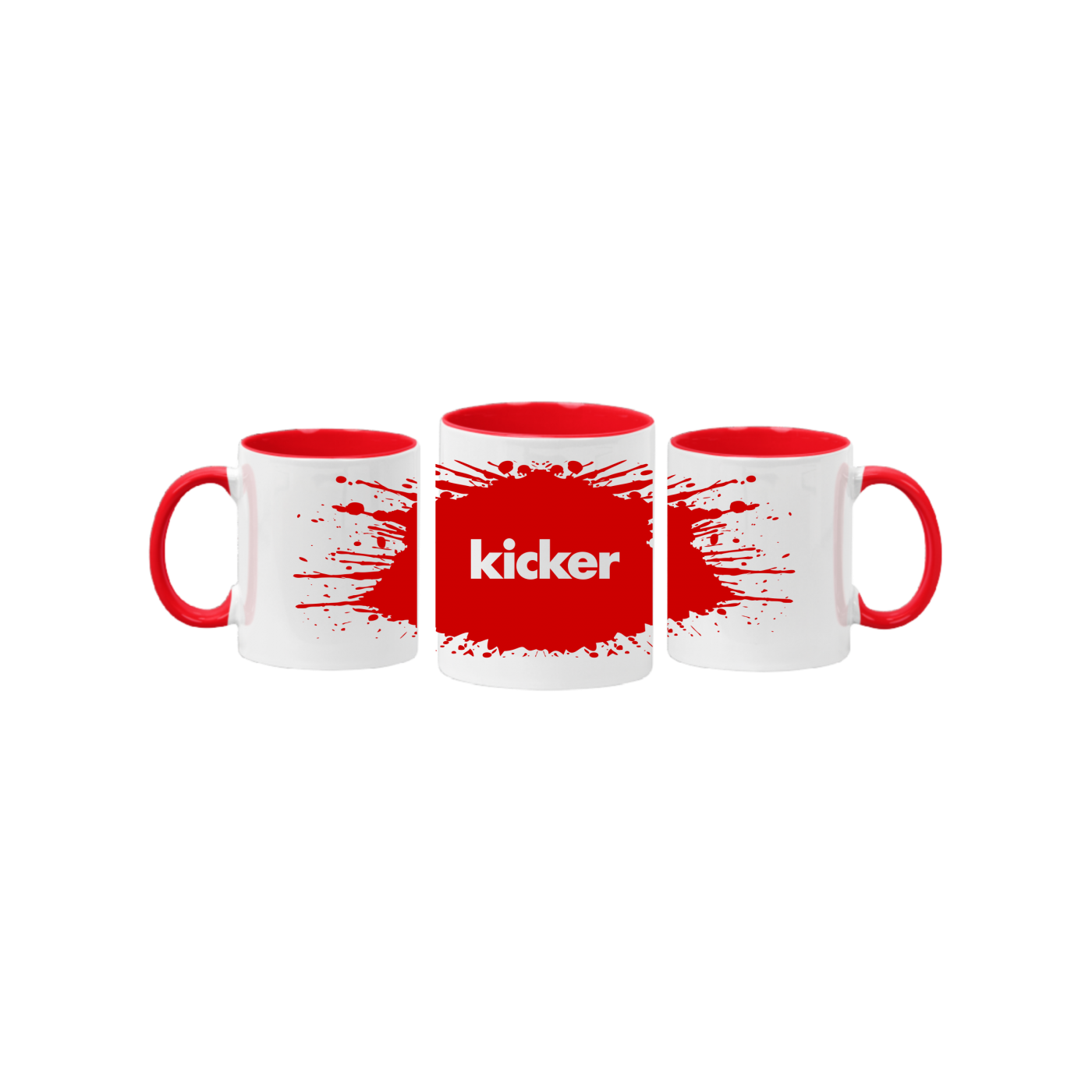 kicker Tasse #splashpott Weiss Rot