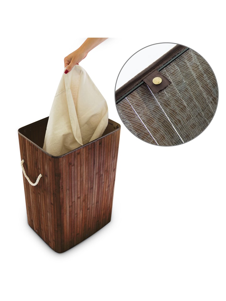 relaxdays Wäschekorb in Braun - (B)43,5 x (H)65,5 x (T)33,5 cm günstig kaufen onesize