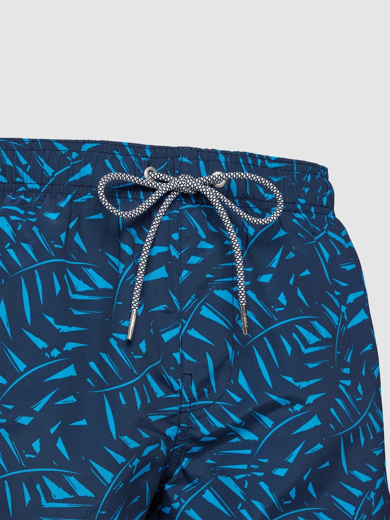 Badehose mit Allover-Muster Modell 'Wave Nature' in blau