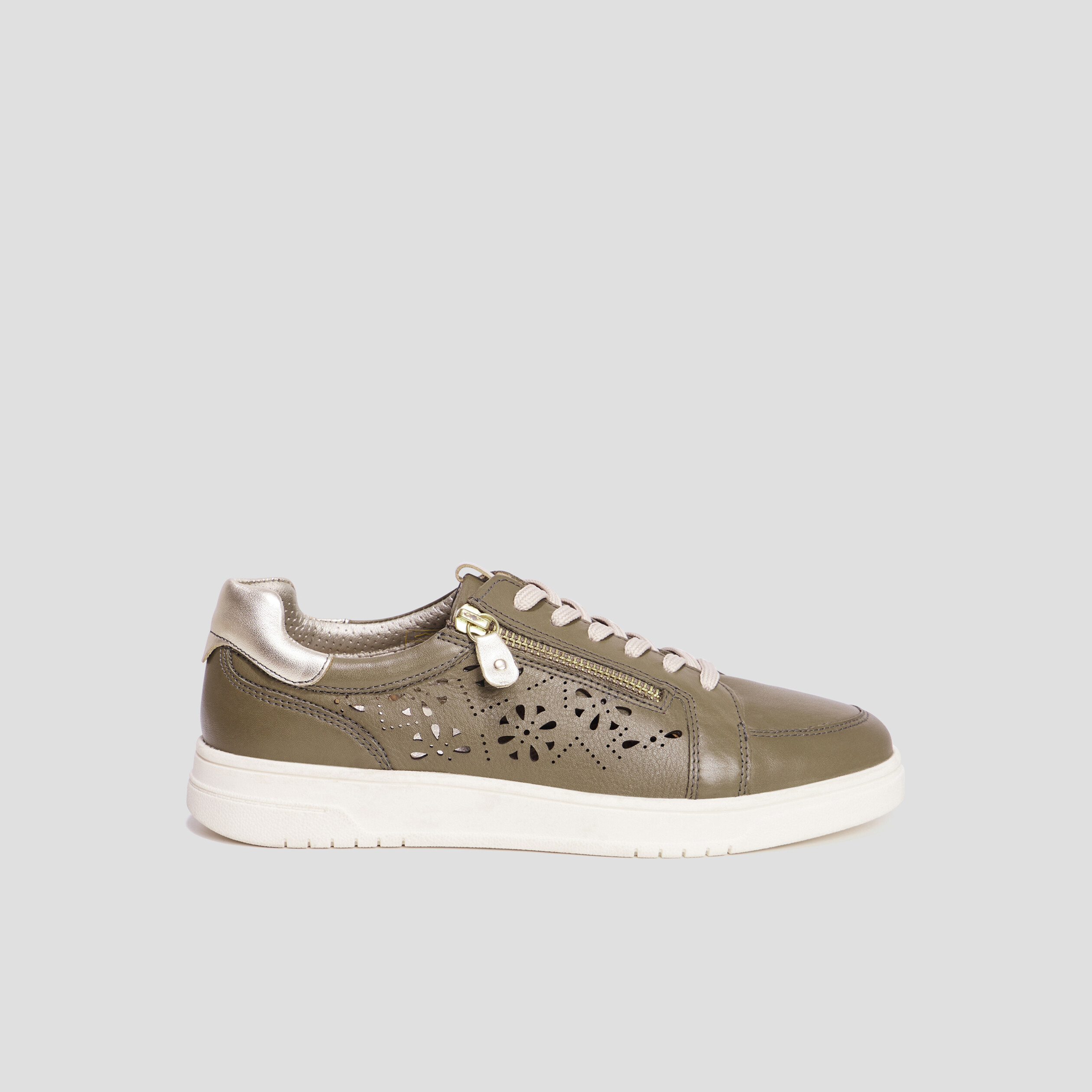 Derbies en cuir pied large Confortissimo vert kaki femme | La Halle