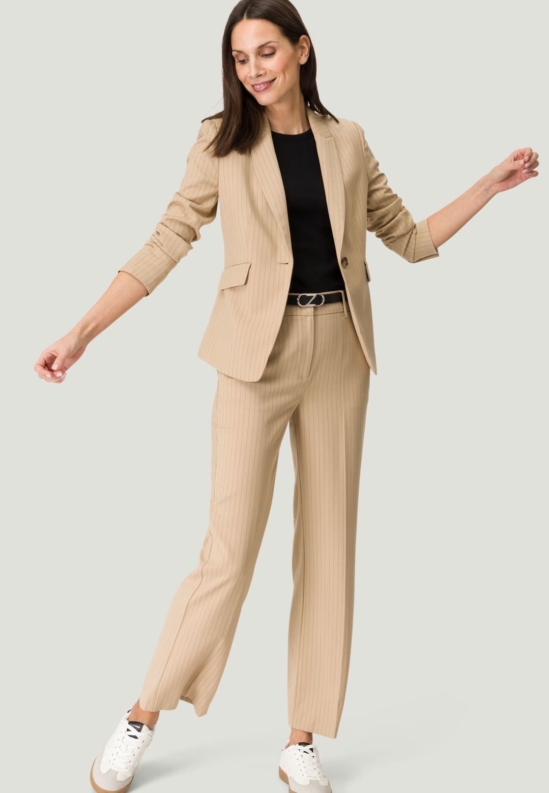 Nadelstreifen Blazer mit Knopf