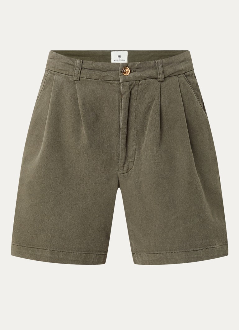 Pantaloni scurți cu talie înaltă, croială dreaptă și buzunare laterale, creați de Anine Bing, modelul Carrie.