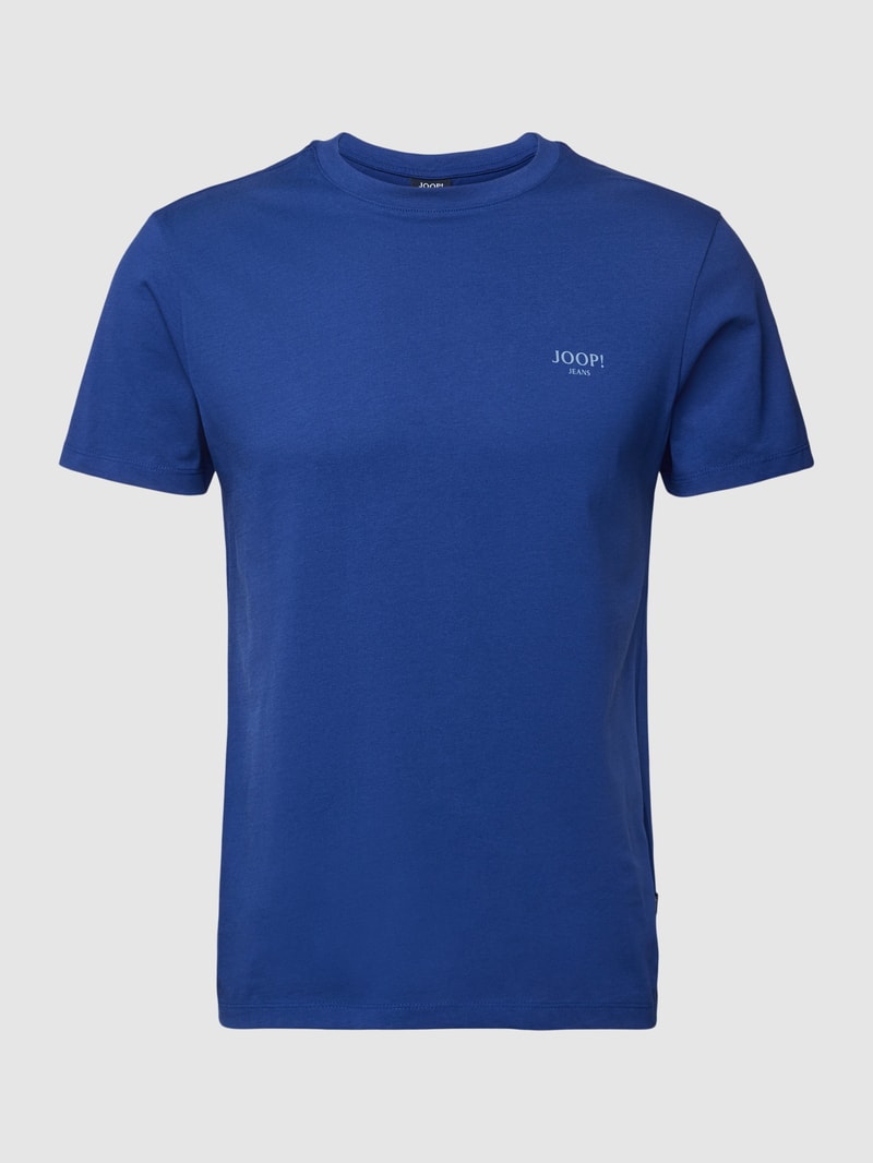 T-Shirt mit Label-Print Modell 'Alphis' in rauchblau