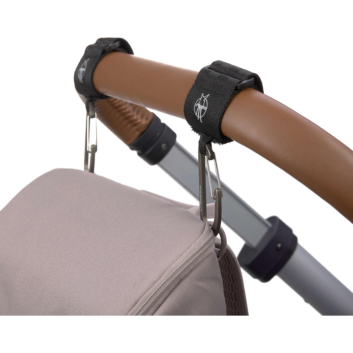 Kinderwagenhaken mit Karabiner schwarz, 2 Stück
