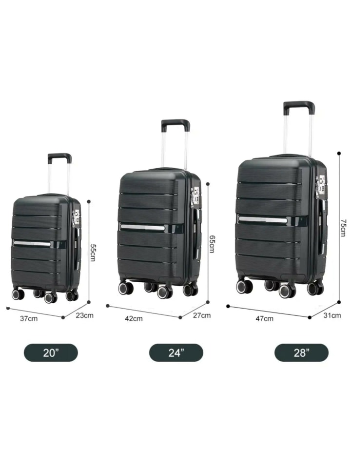 Cheffinger Reisekoffer Koffer 3 tlg Set Trolley Kofferset Handgepäck in Schwarz günstig kaufen onesize