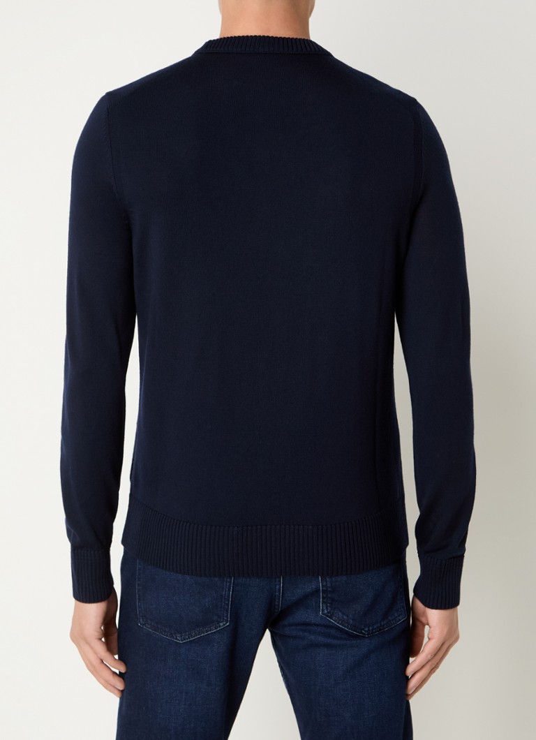 Sweter HUGO BOSS z cienkiej dzianiny z mieszanki dziewiczej wełny z logo