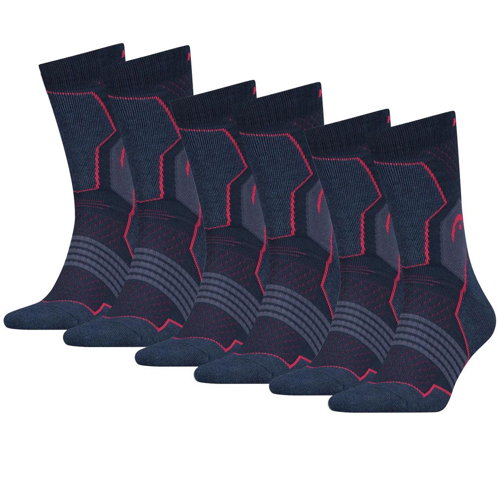 HEAD 6 Paar Hiking Crew Pink/Blue Wandersocken