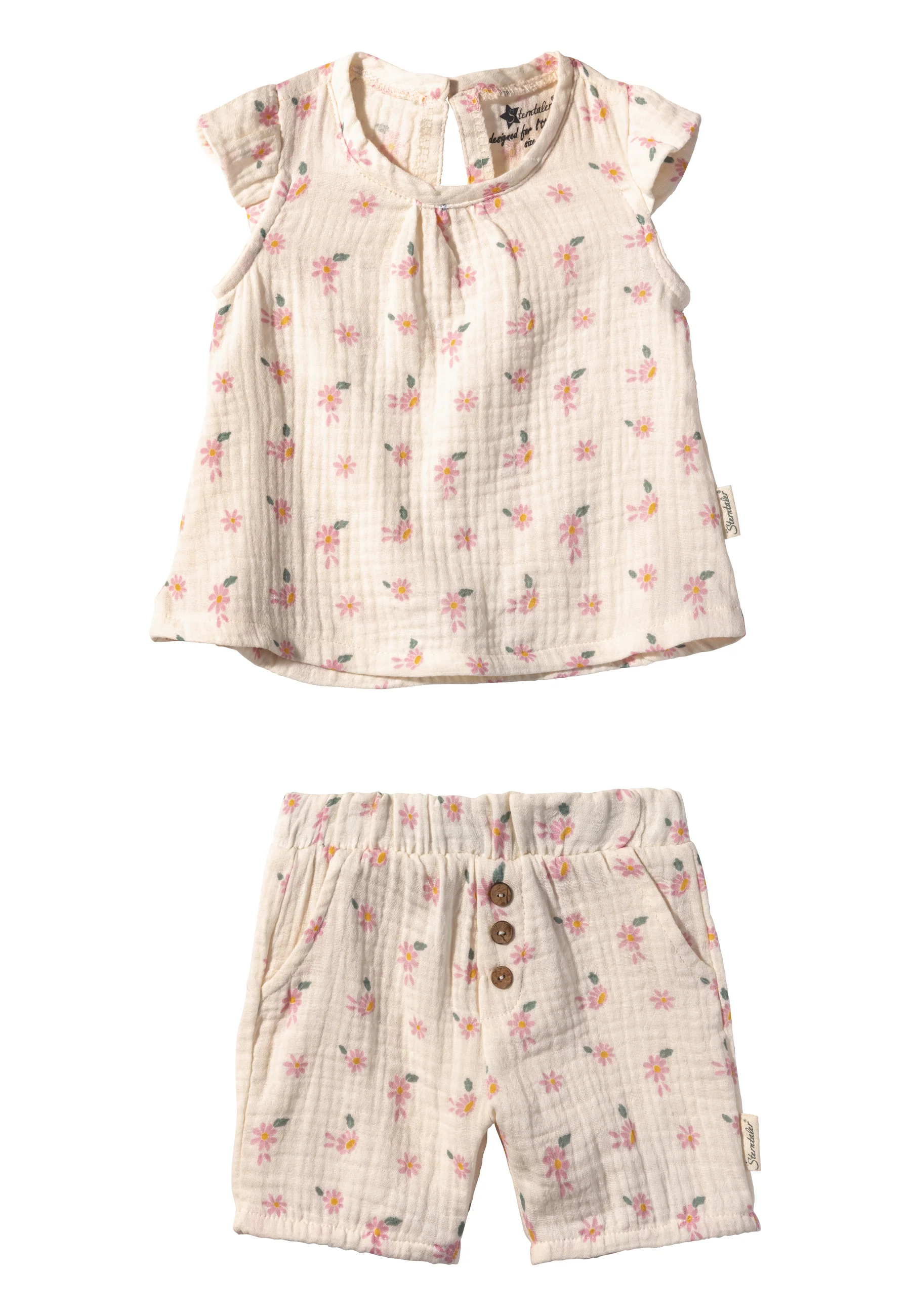 Set Shirt + Shorts bedruckt mit Gänseblümchen