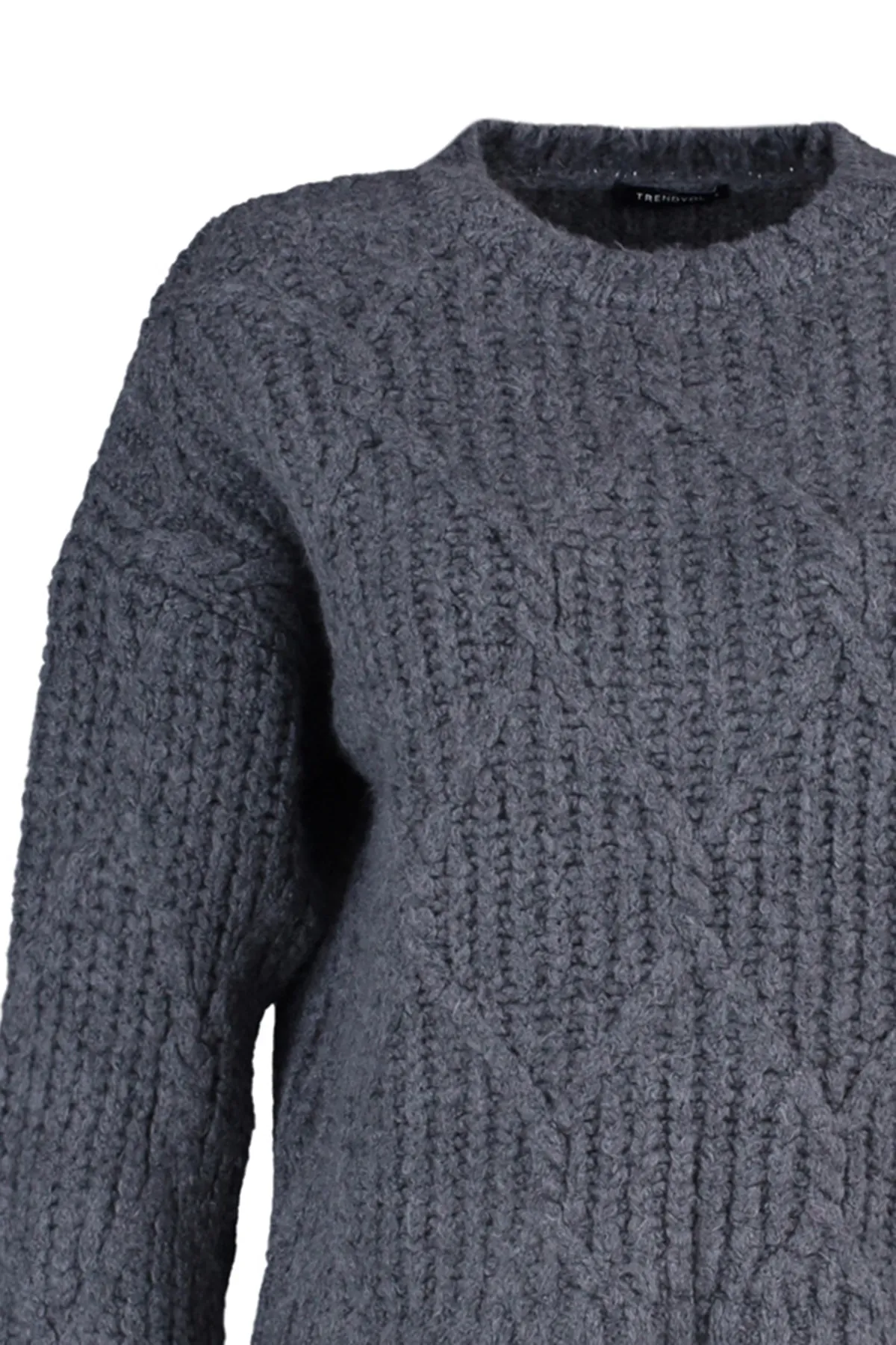 Trendyol Collection  Anthrazitfarbener, weich strukturierter Strickpullover mit weiter Passform TWOAW23KZ01373