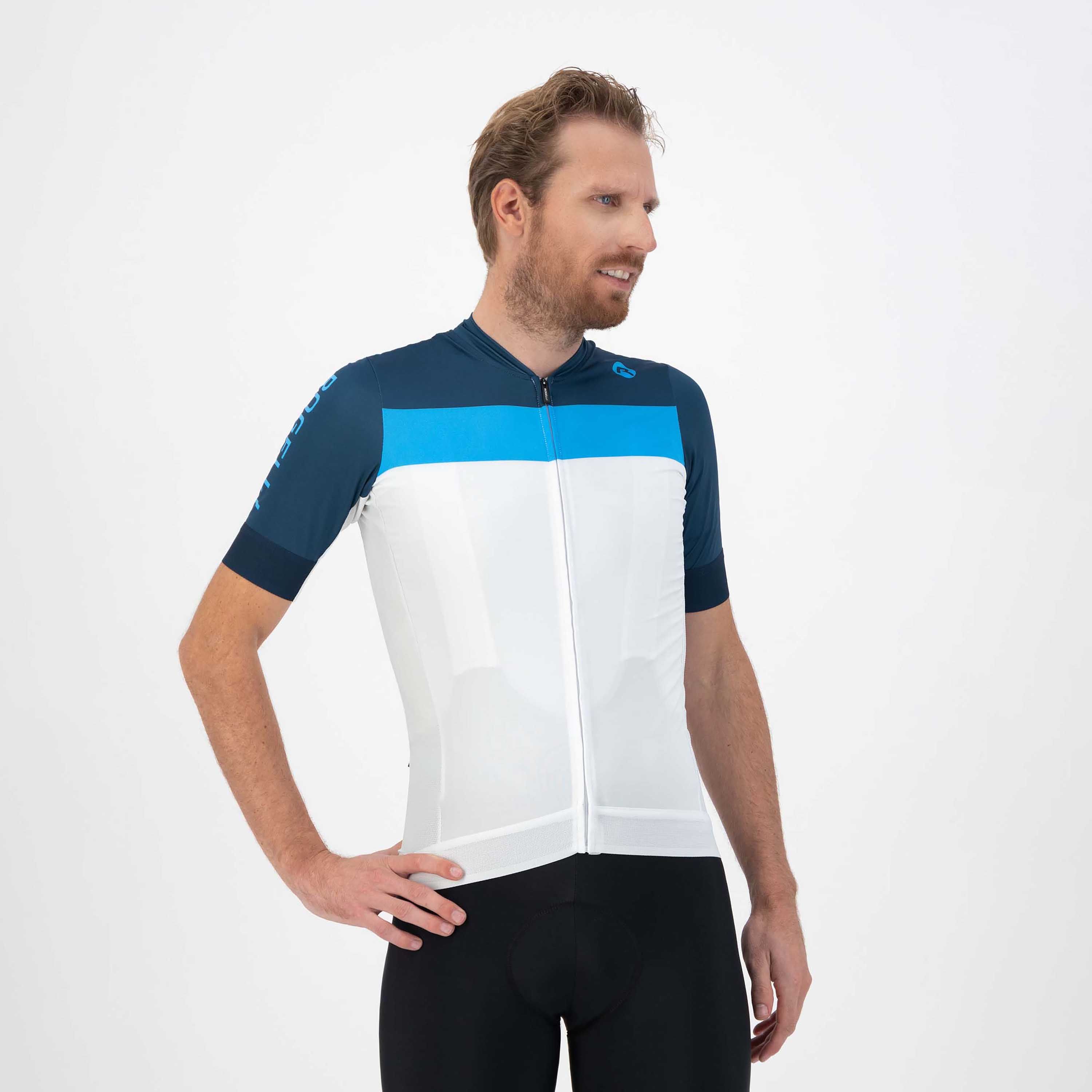 Rogelli Prime Weiß/Blau Herren Radtrikot Kurzarm