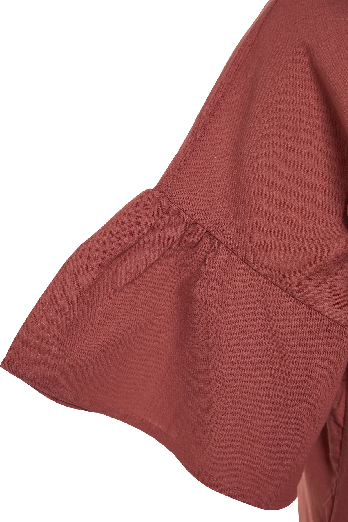 Trendyol Collection  Tile Wide Fit Mini-Strandkleid mit gewebtem Volant aus 100 % Baumwolle TBESS20EL0873