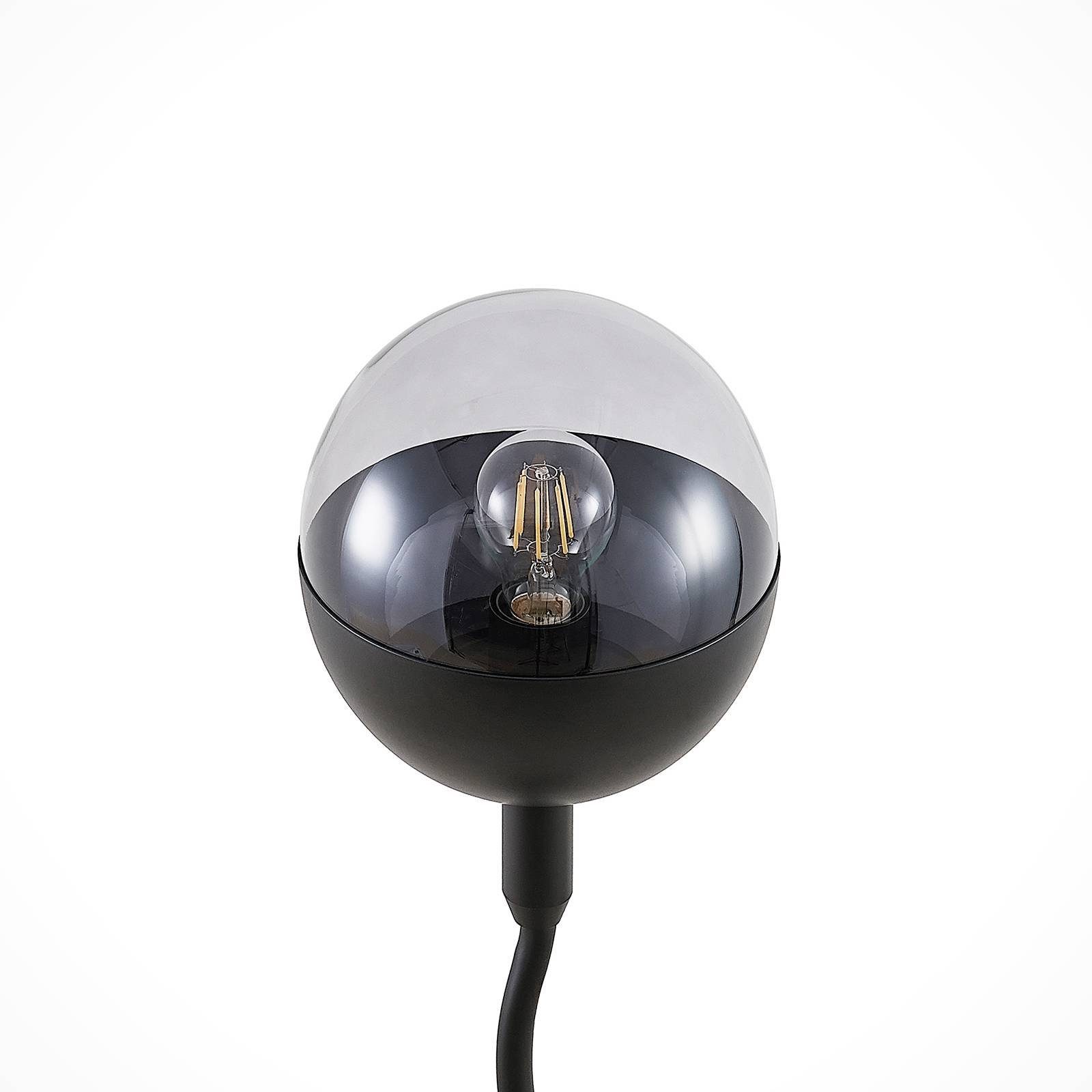 Lucande Tischleuchte Dustian, Leuchtmittel nicht inklusive, Design, Glas, Metall, klar, Schwarz, 1 flammig, E27, Designer