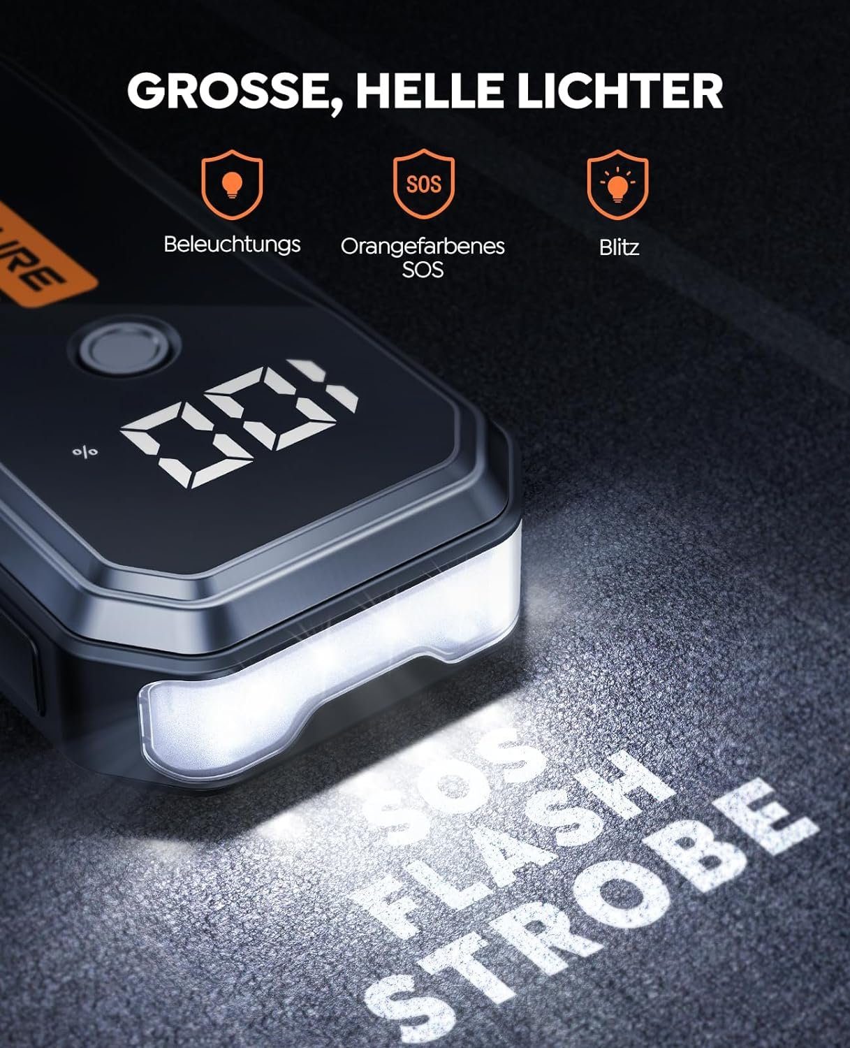 Yaber Starthilfegerät, 26800mAh 5000A Starthilfe Powerbank mit LED, DC Ausgang