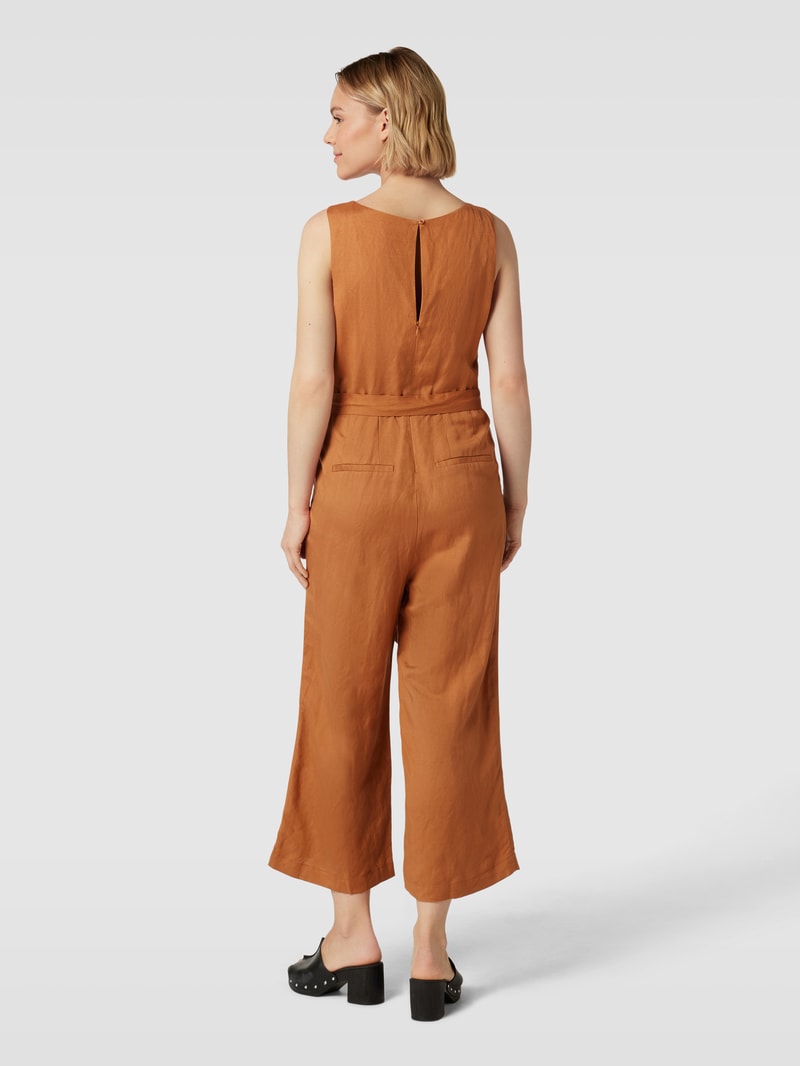 Jumpsuit aus Viskose mit Reißverschluss in cognac