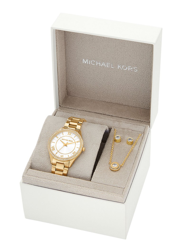 Ceas Michael Kors Lauryn cu lanț și cercei asortați (set de 3) MK4849SET