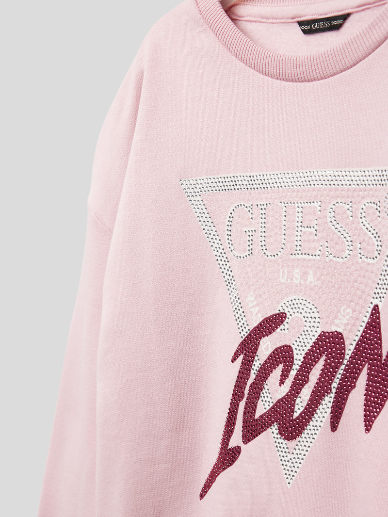 Sweatshirt mit Strasssteinbesatz in hellrosa