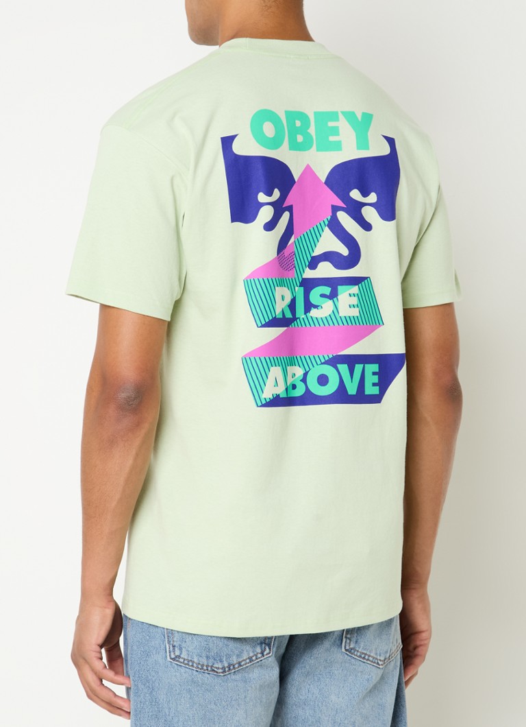 Obey  Rise Above T-shirt met logo- en backprint