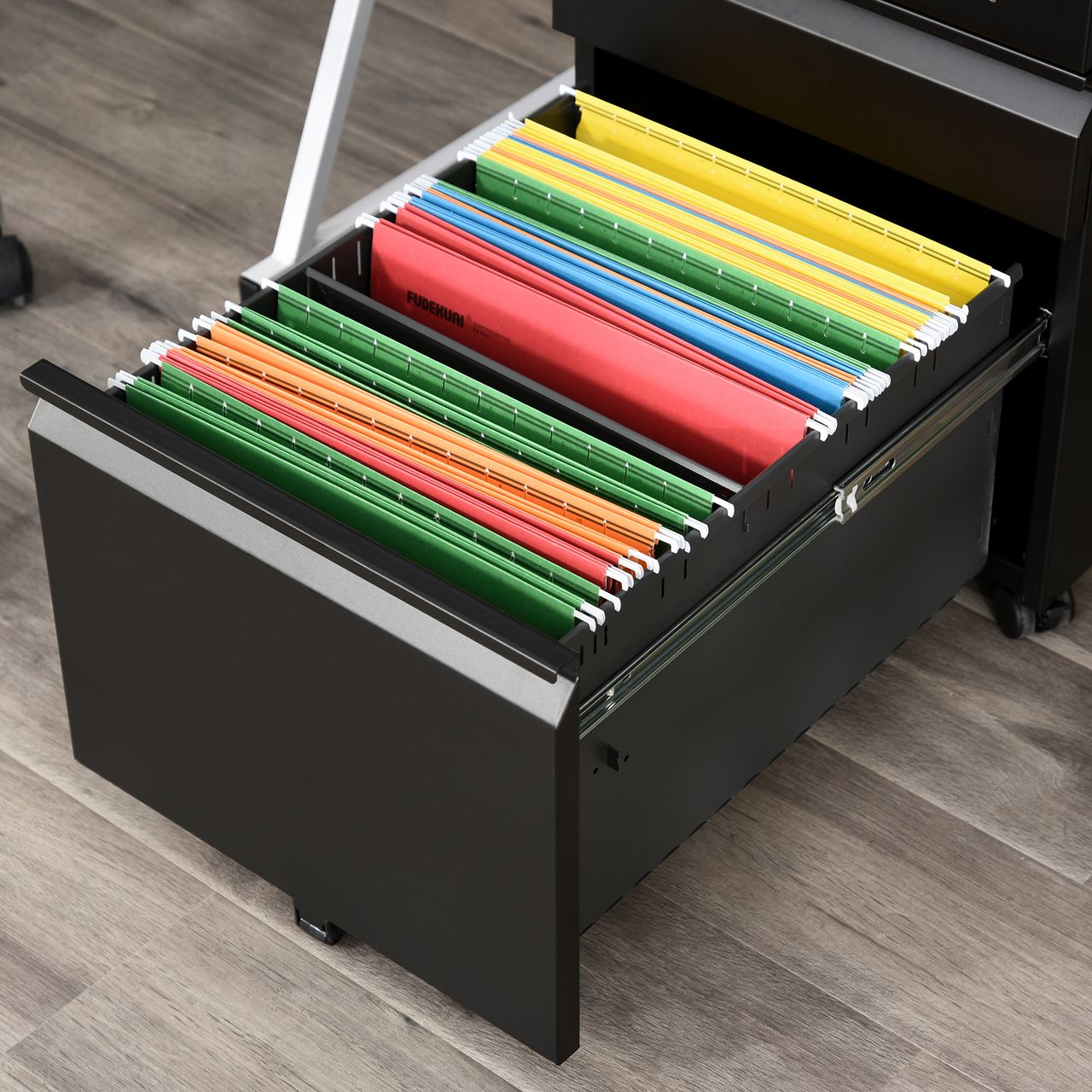 Vinsetto Rollcontainer Aktenschrank Büroschrank mit Schubladen Stahl Schwarz