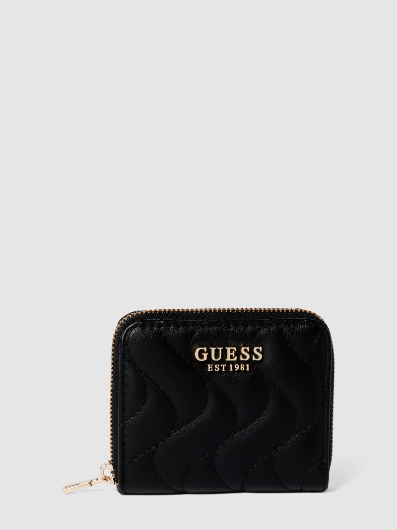 Portemonnaie mit Label-Applikation in schwarz