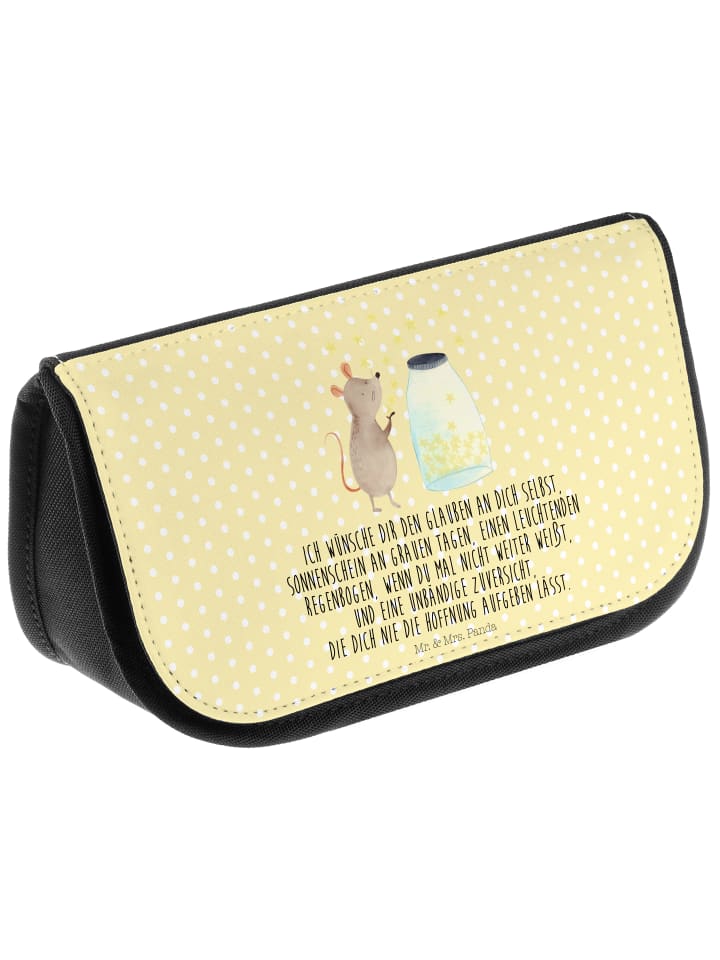 Mr. & Mrs. Panda Kosmetiktasche Maus Sterne mit Spruch in Gelb Pastell günstig kaufen onesize