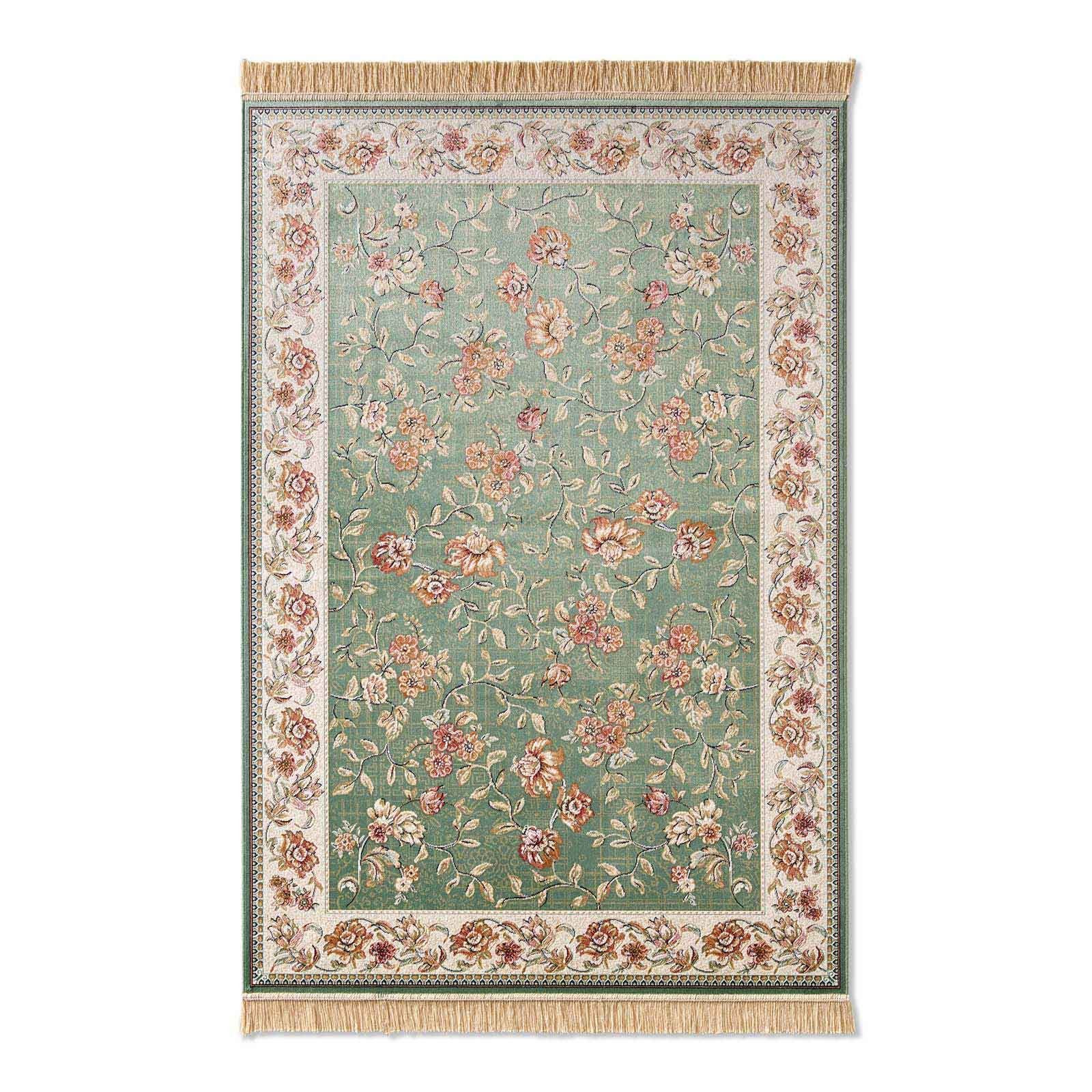 Teppich Palazzo Royal Antique Roses, TaraCarpet, rechteckig, Höhe: 6 mm, Rosen Seiden Optik rot Wohnzimmer Schlafzimmer Esszimmer 67x105