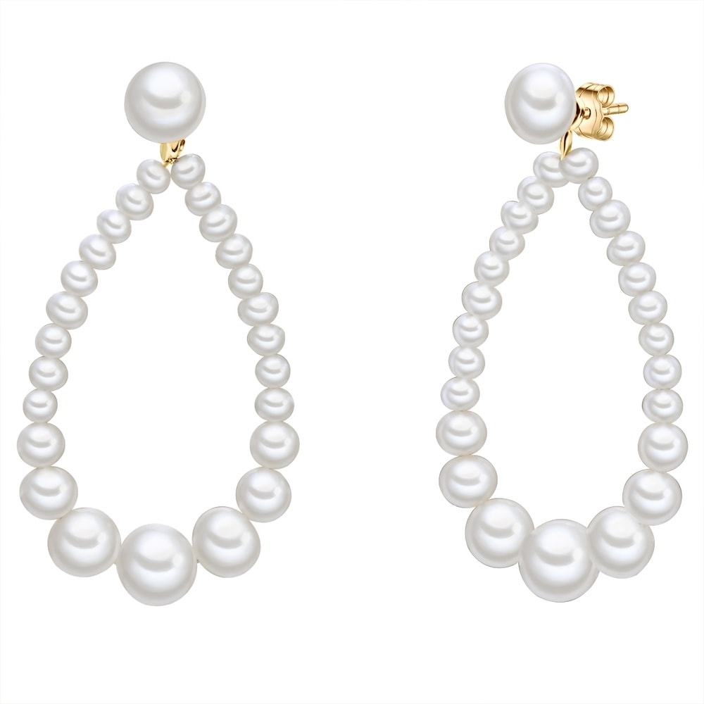 Valero Pearls Boucles doreilles Argent sterling Perle de culture d'eau douce en Or jaune Boucles d'oreilles