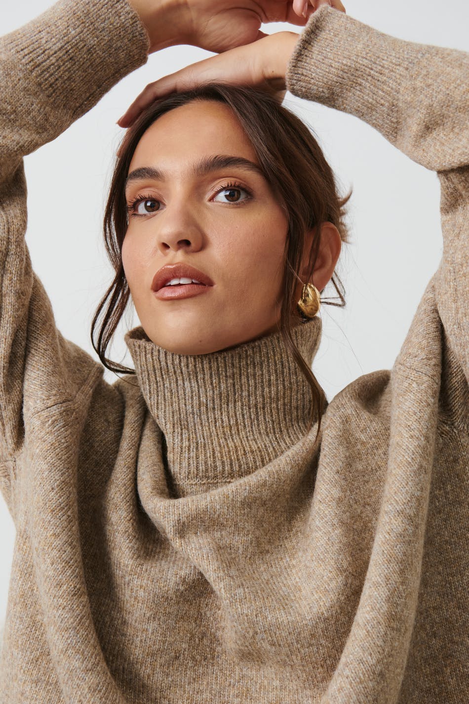 Funnel neck knit sweater