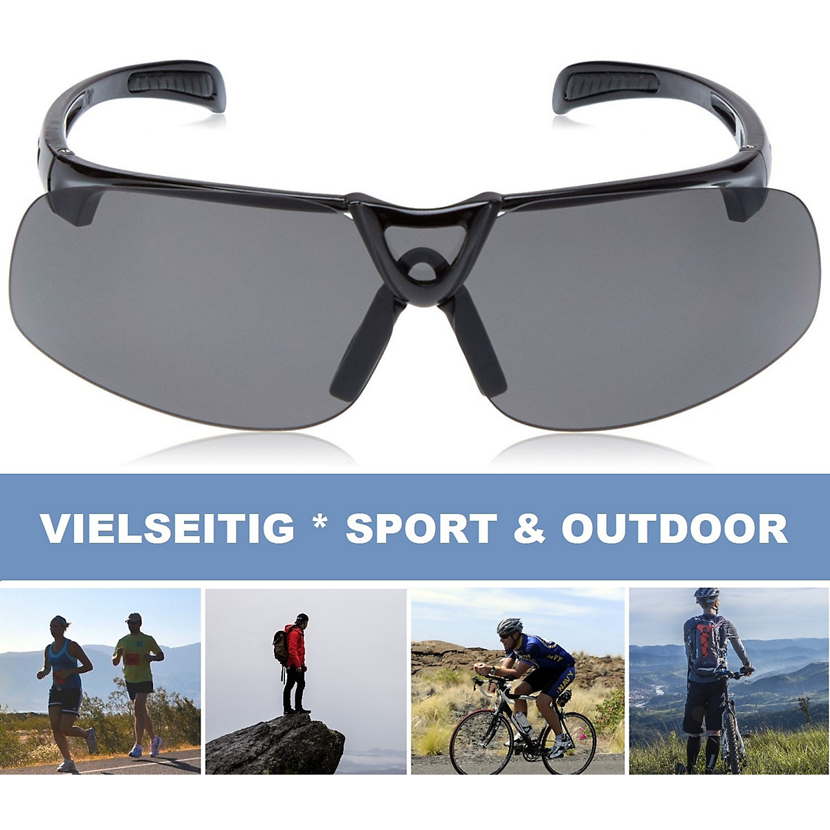Sportbrille PRO rahmenlos Sonnenbrille Wechselgläser UV-Schutz polarisierend