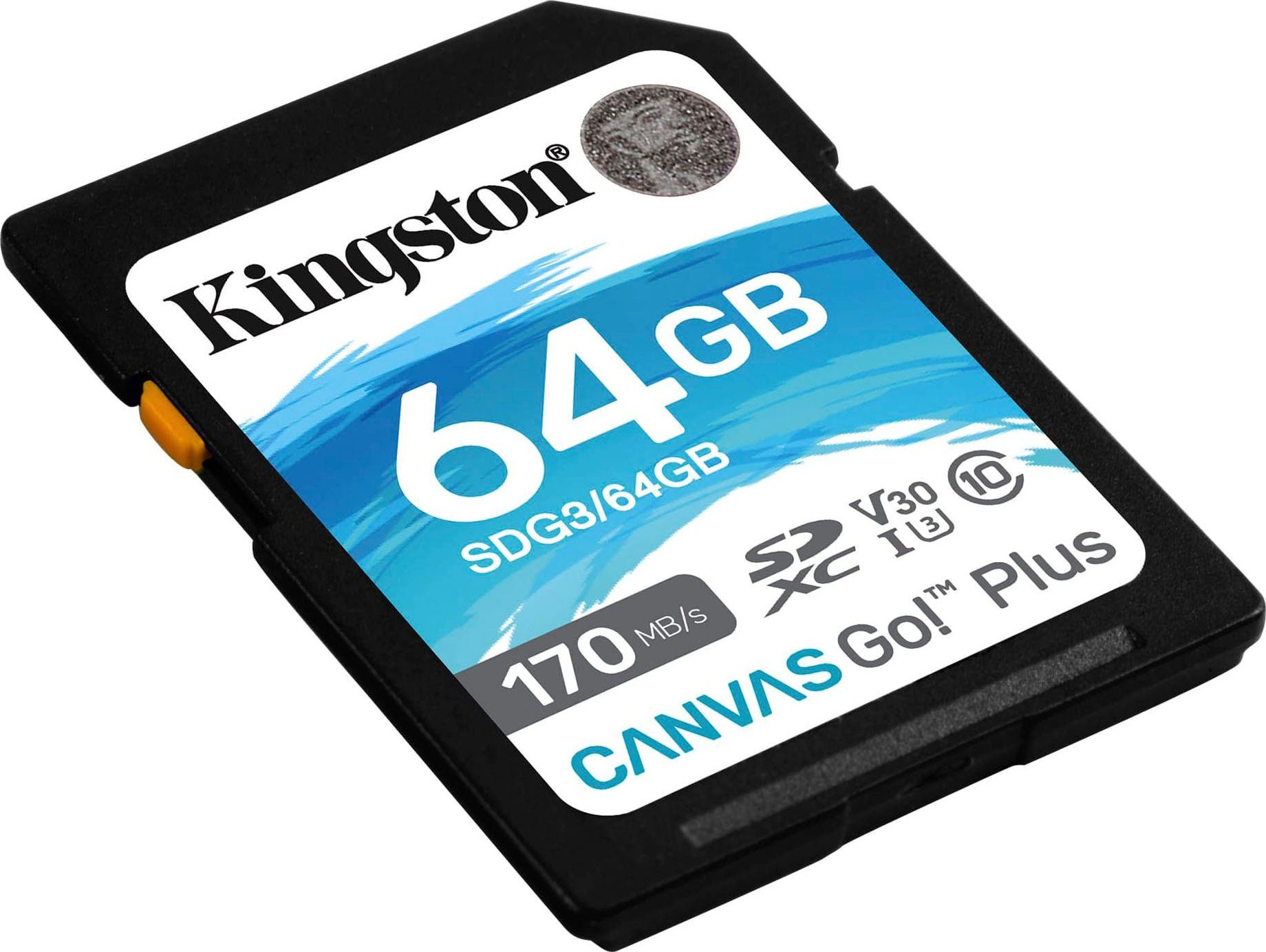 Kingston Canvas Go Plus microSD 64GB + ADP Speicherkarte (64 GB, Video Speed Class 30 (V30)/UHS Speed Class 3 (U3), 170 MB/s Lesegeschwindigkeit)