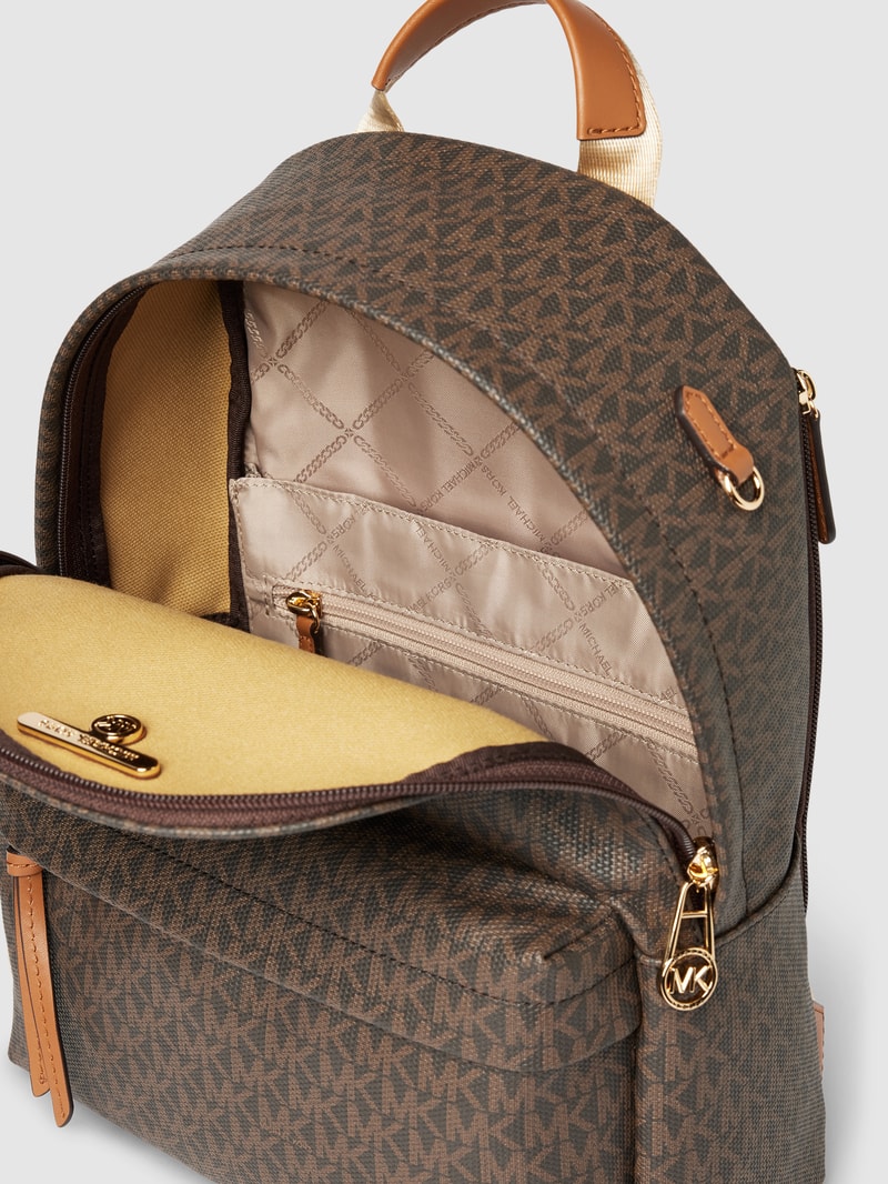 Rucksack mit Allover-Logo-Muster Modell 'SLATER' in mittelbraun