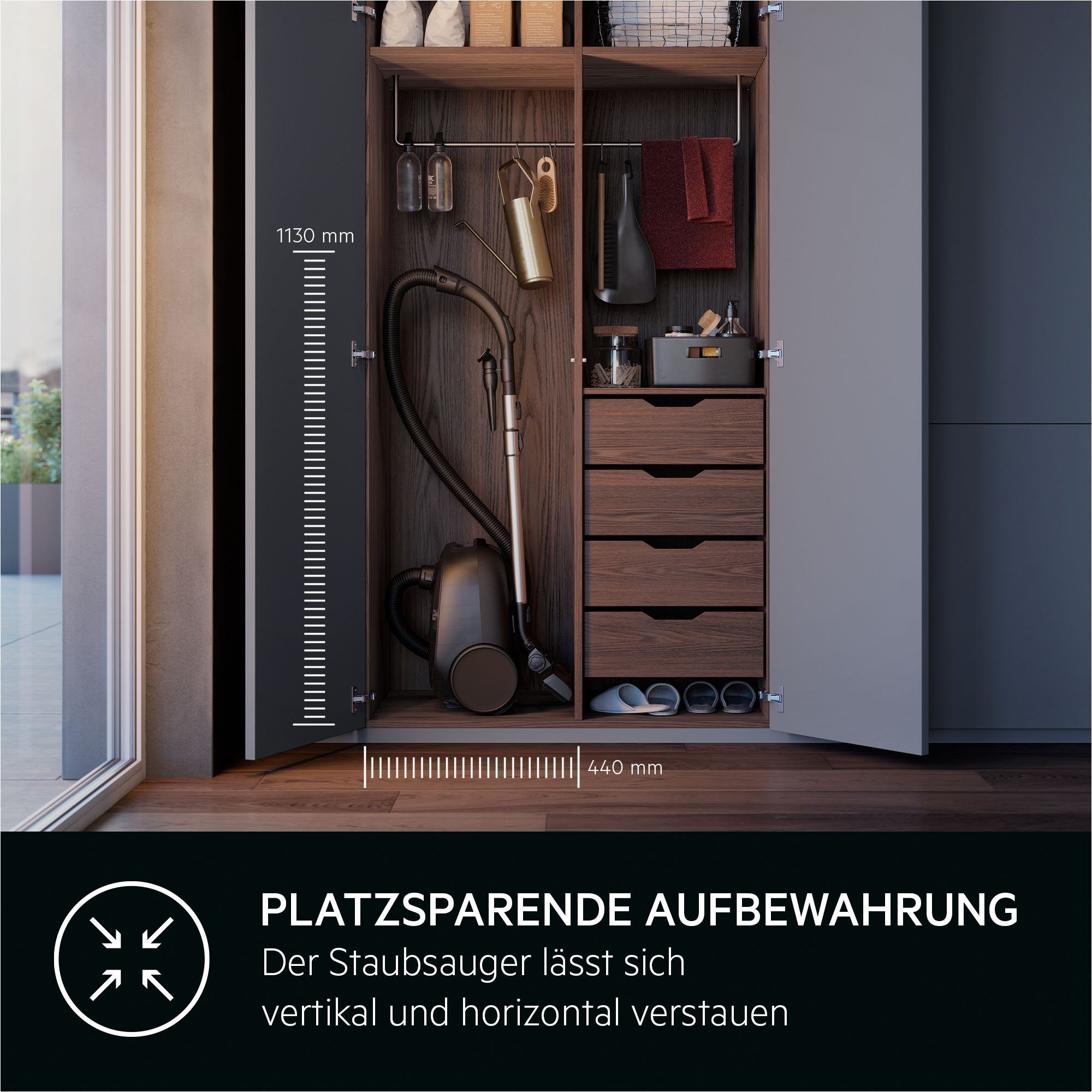 AEG Bodenstaubsauger CLEAN 6000 ÖKO (AB61C2ÖKO), 850 W, mit Beutel, hohe Saugleistung, inkl. Zusatzdüsen, 65 % Recyclingkunststoff