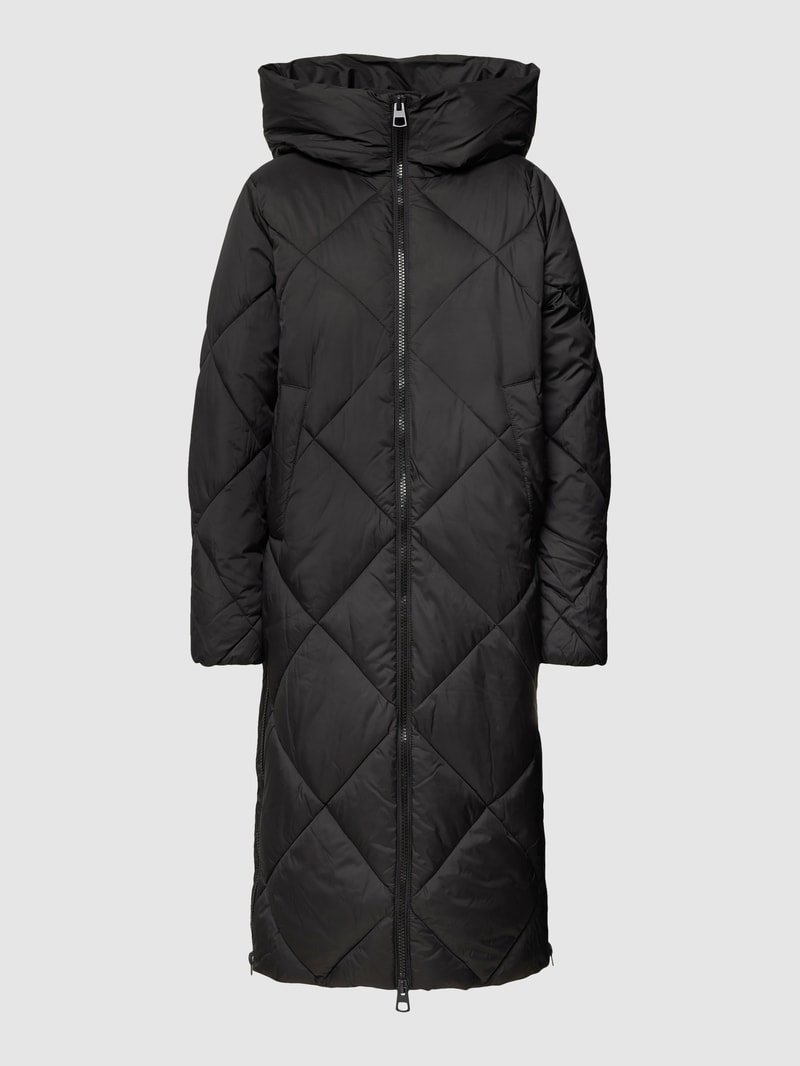 Steppmantel mit Kapuze in schwarz