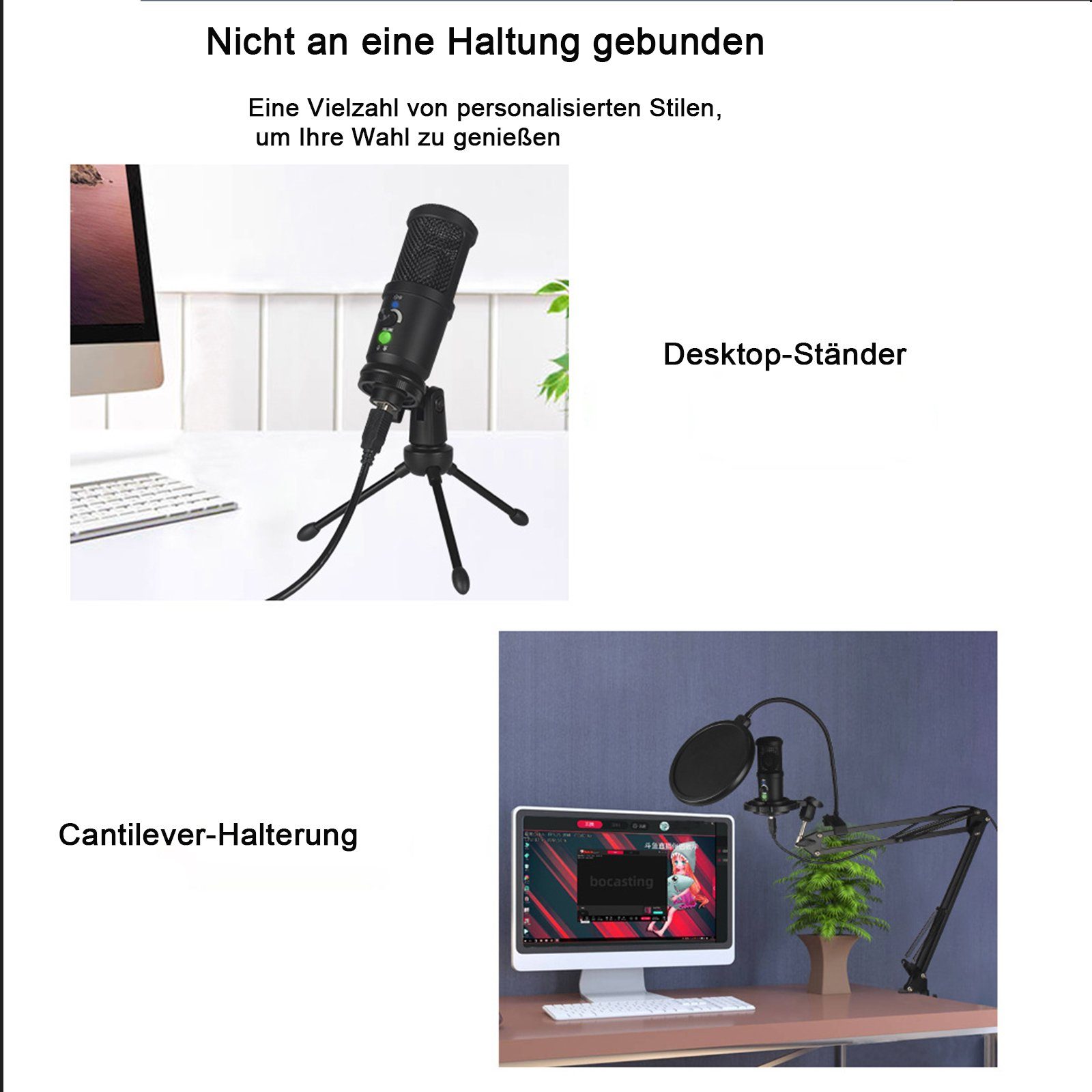 iceagle Mikrofon USB Mikrofon Kondensator Microphone Kit Nierencharakteristik