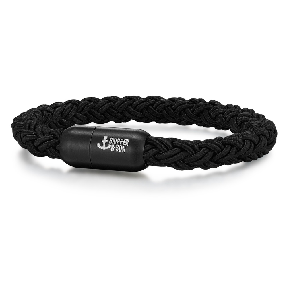 Skipper & Son Bracelet en acier inoxydable Nylon en Noir Bracelet