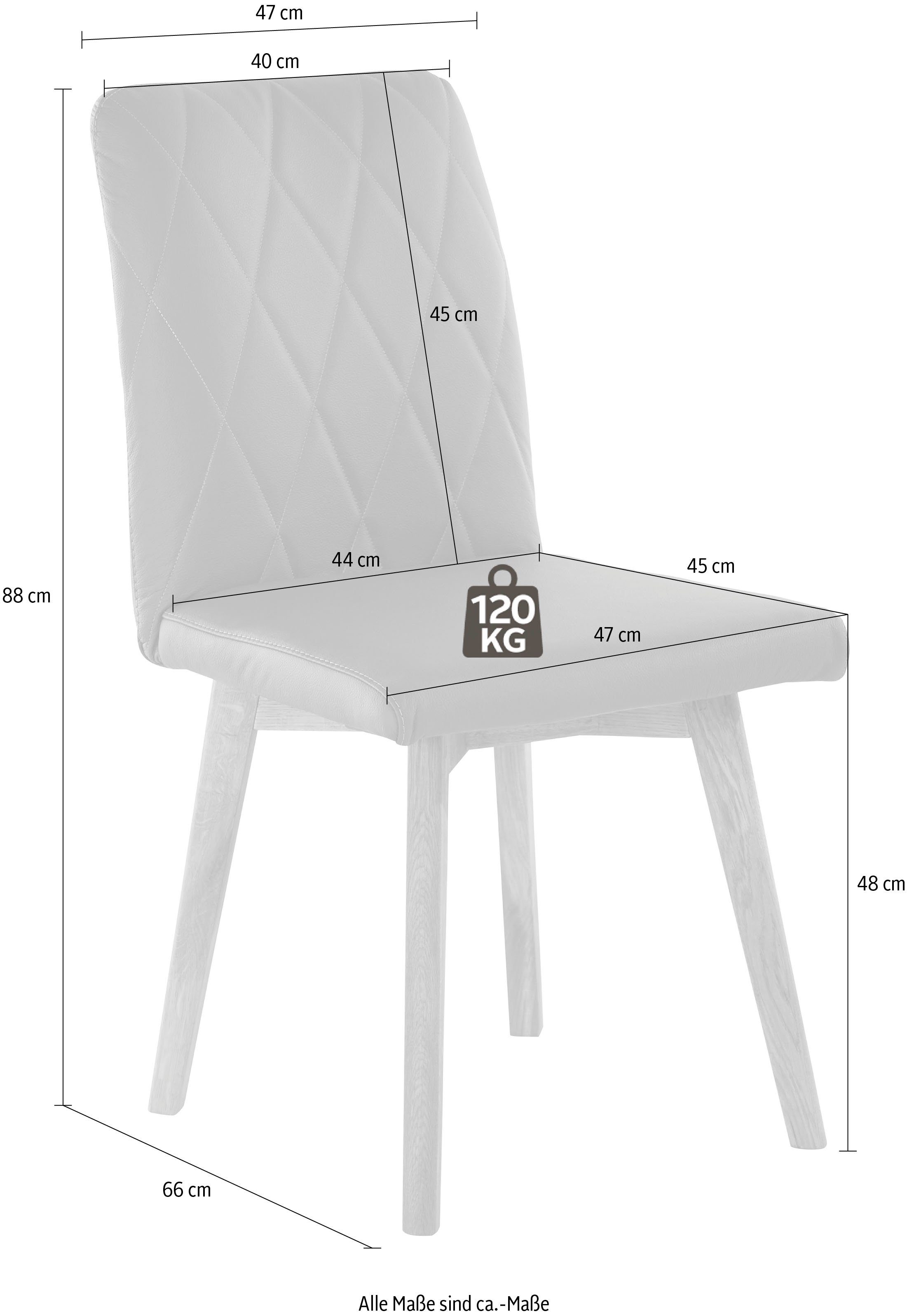 Home affaire 4-Fußstuhl Brest (Set, 2 St), Gestell aus Eiche Massivholz geölt