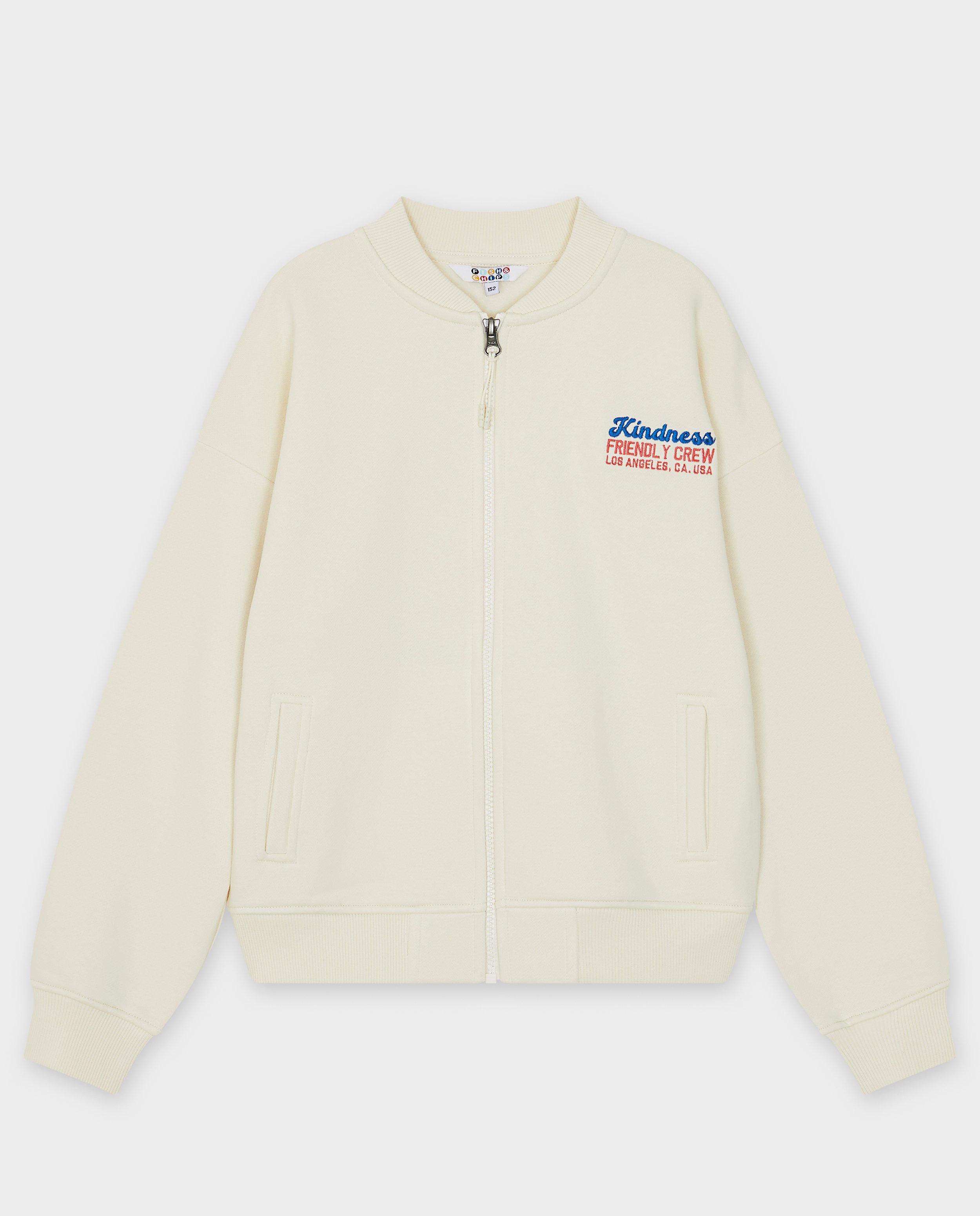 Fehér Fish & Chips bomber mellény felirattal