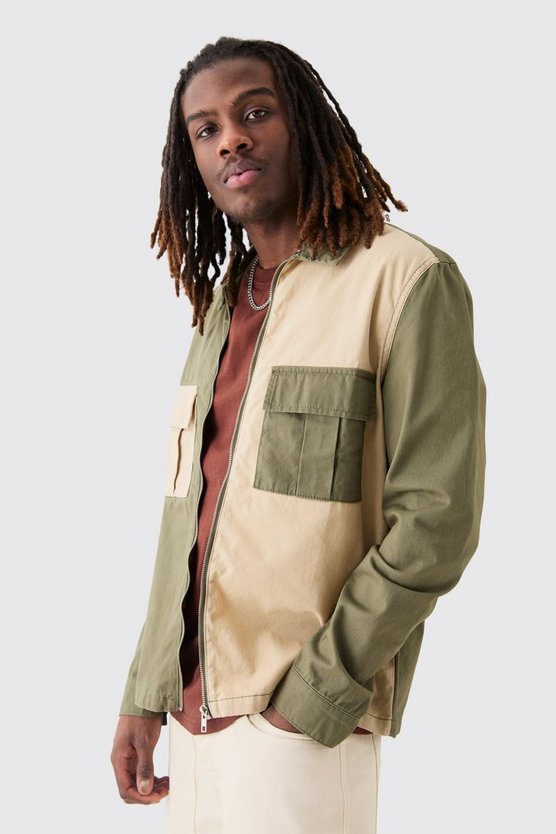 Twill Colourblock Overshirt