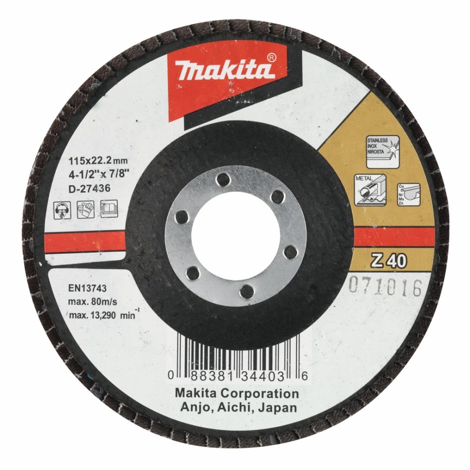 Makita Zubehör D-27436 Lamellenschleifscheibe 115 mm K40 (1 Stück)