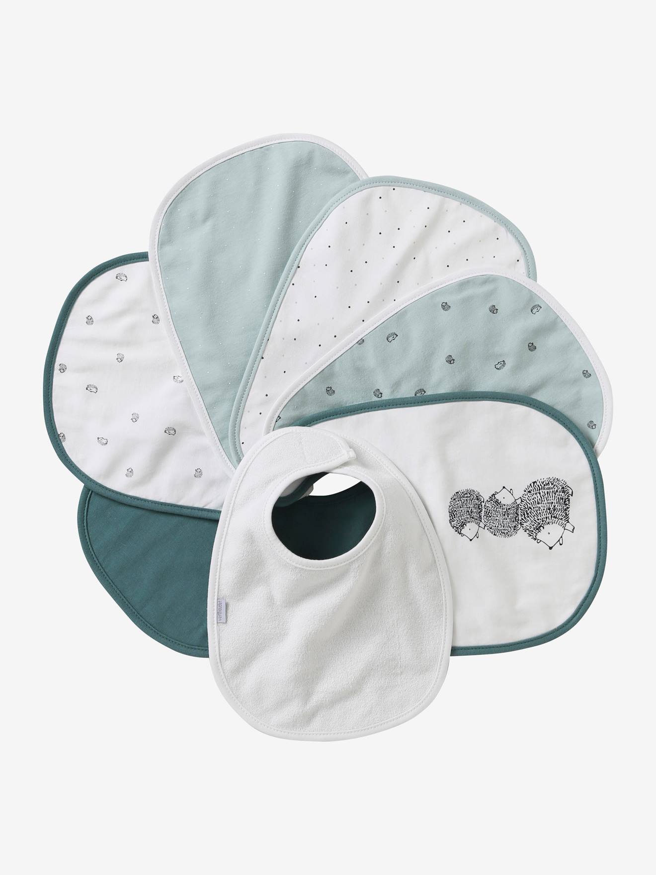 Vertbaudet Bio-Kollektion: 7er-Pack Baby-Lätzchen, Klett - pack grün lovely nature