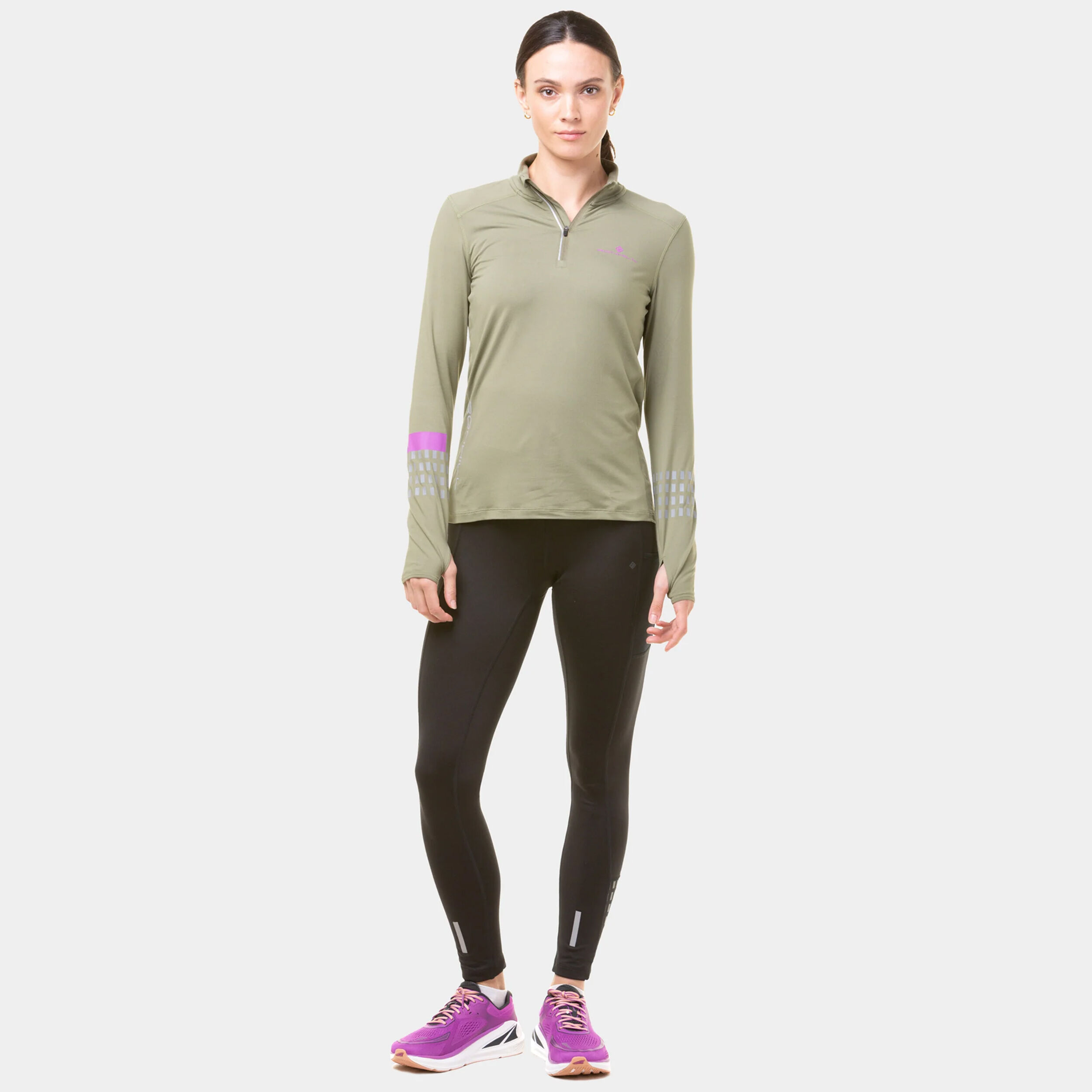 Tech Afterhours 1/2 Zip Laufshirt Damen - Oliv